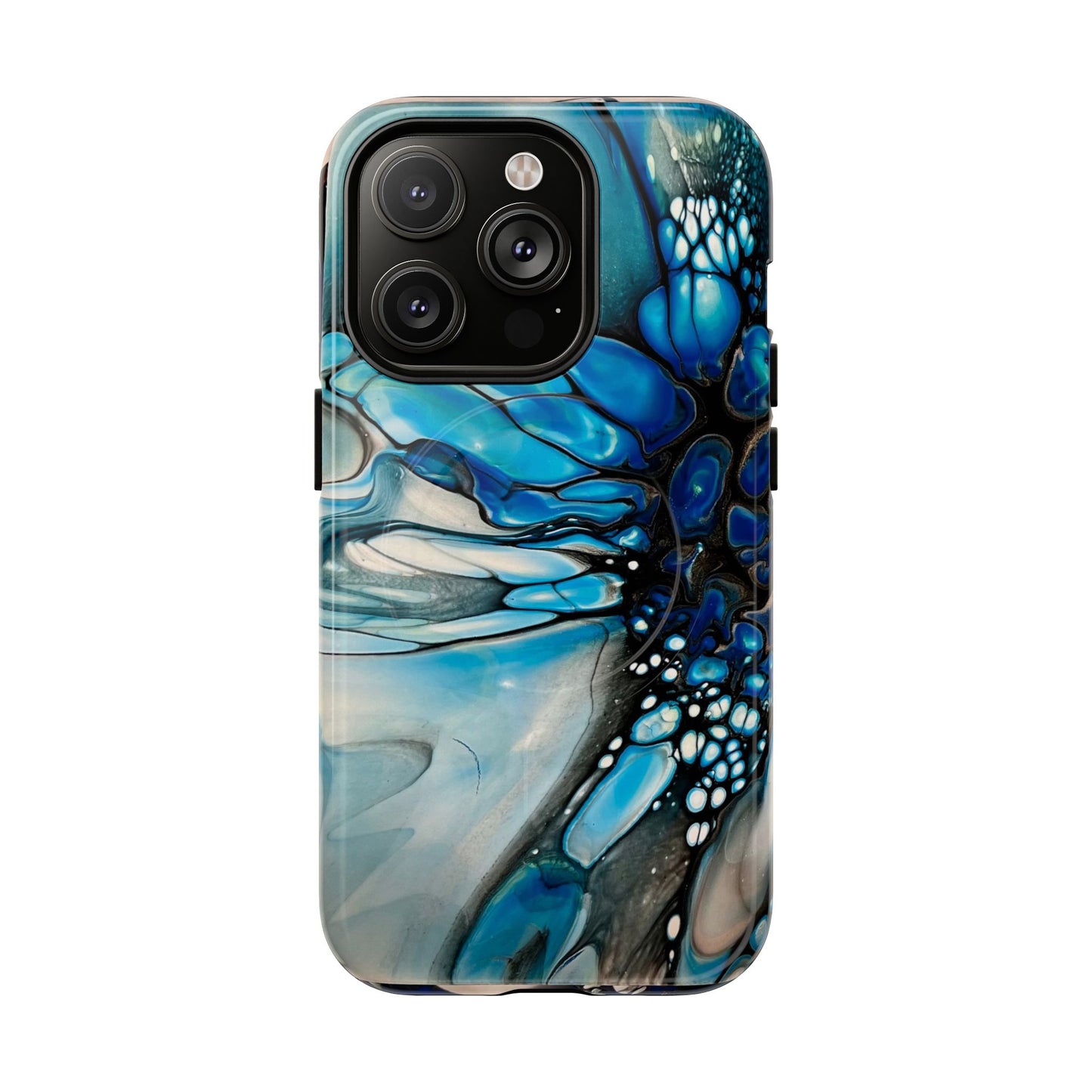 Blue Flower Abstract Art Tough Magnetic Phone Case | Stylish Tech Accessory, Durable Phone Cover, Gift for Tech Lovers, Unique Phone Case, Holiday Gift