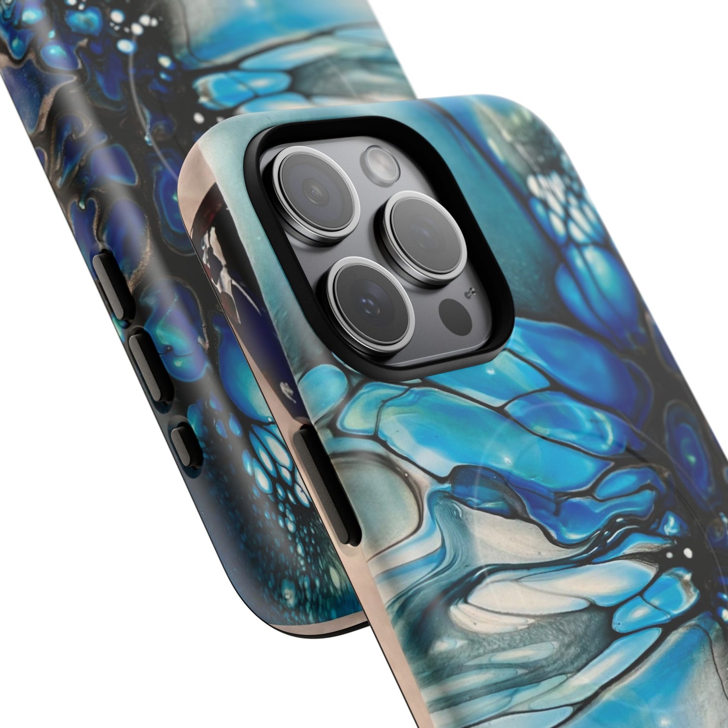 Blue Flower Abstract Art Tough Magnetic Phone Case | Stylish Tech Accessory, Durable Phone Cover, Gift for Tech Lovers, Unique Phone Case, Holiday Gift