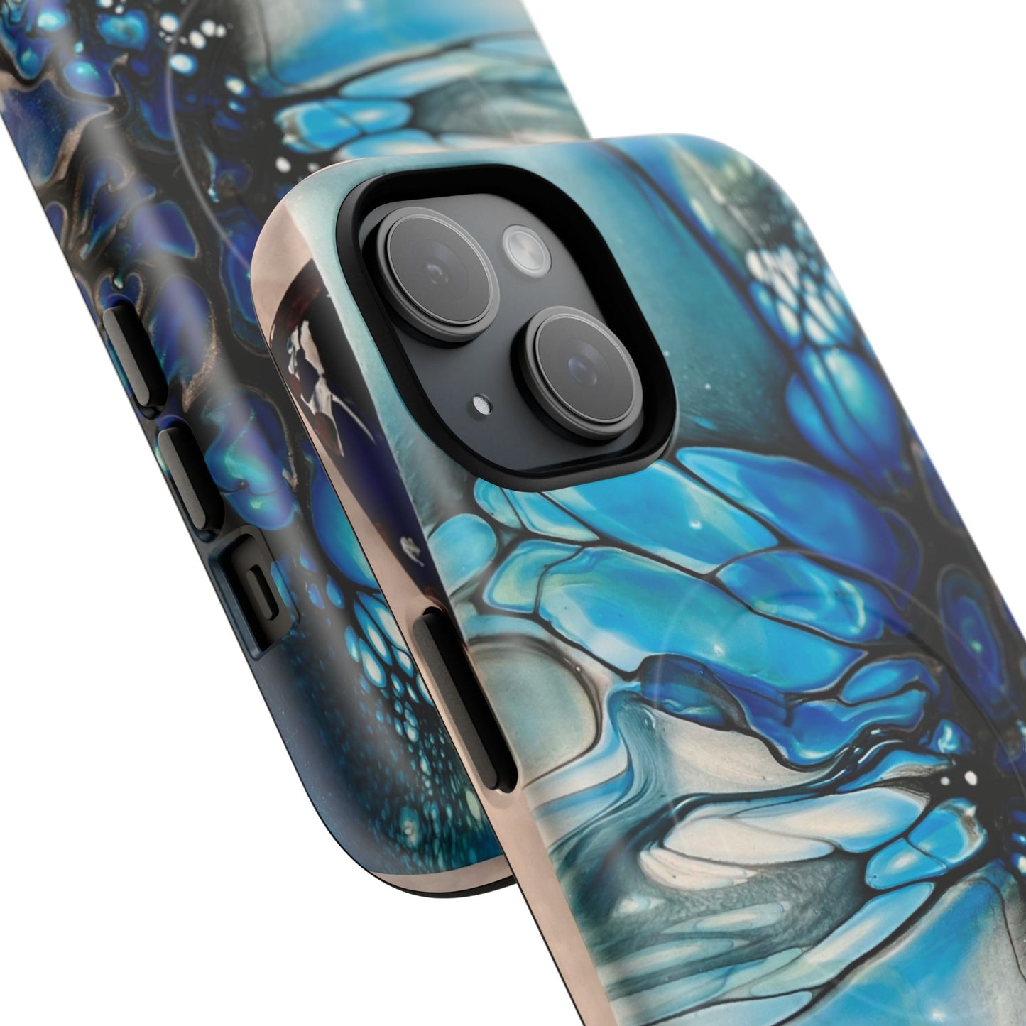 Blue Flower Abstract Art Tough Magnetic Phone Case | Stylish Tech Accessory, Durable Phone Cover, Gift for Tech Lovers, Unique Phone Case, Holiday Gift