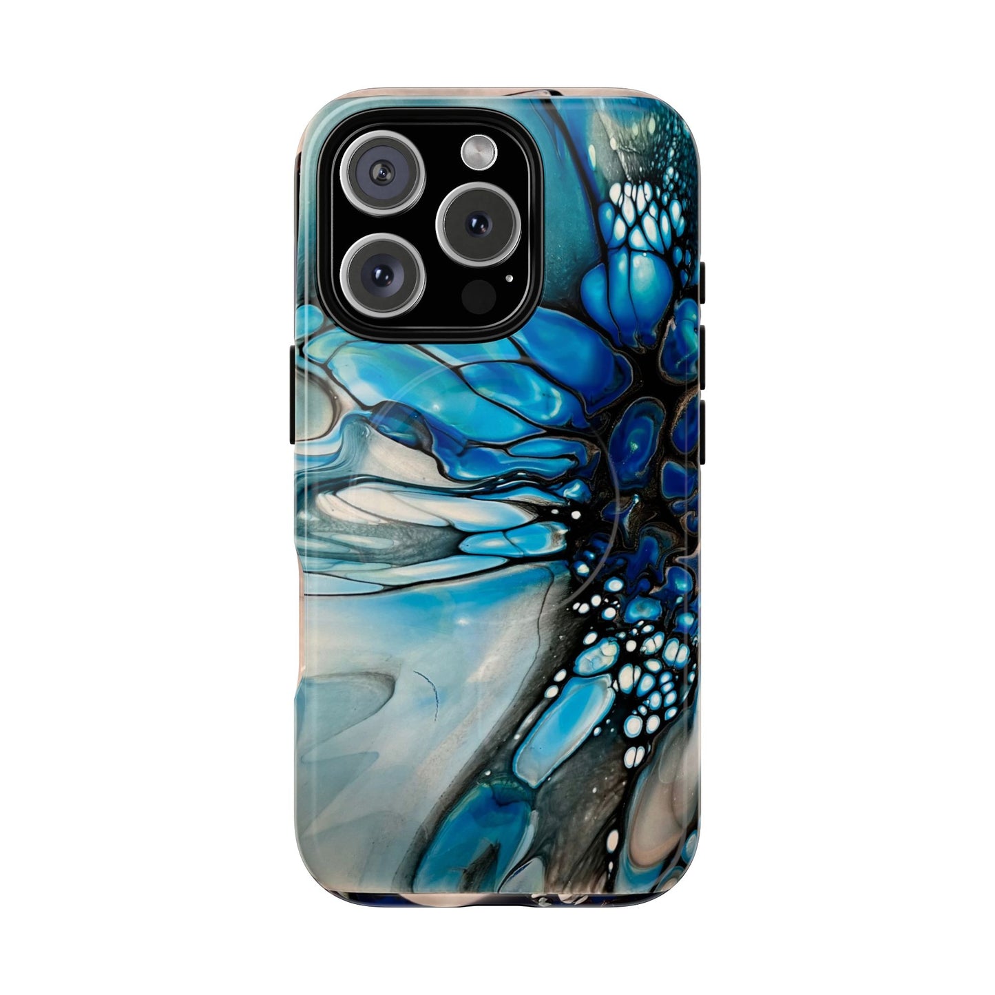Blue Flower Abstract Art Tough Magnetic Phone Case | Stylish Tech Accessory, Durable Phone Cover, Gift for Tech Lovers, Unique Phone Case, Holiday Gift