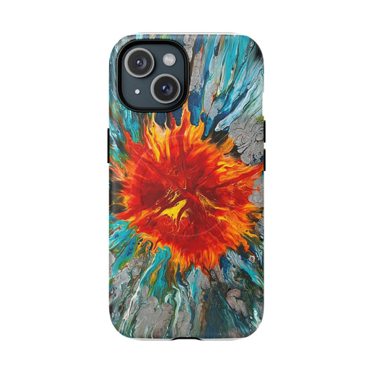 Magnetic Cases - Fire and Water Ocean Burning Design - Iphone 14 15 16 17