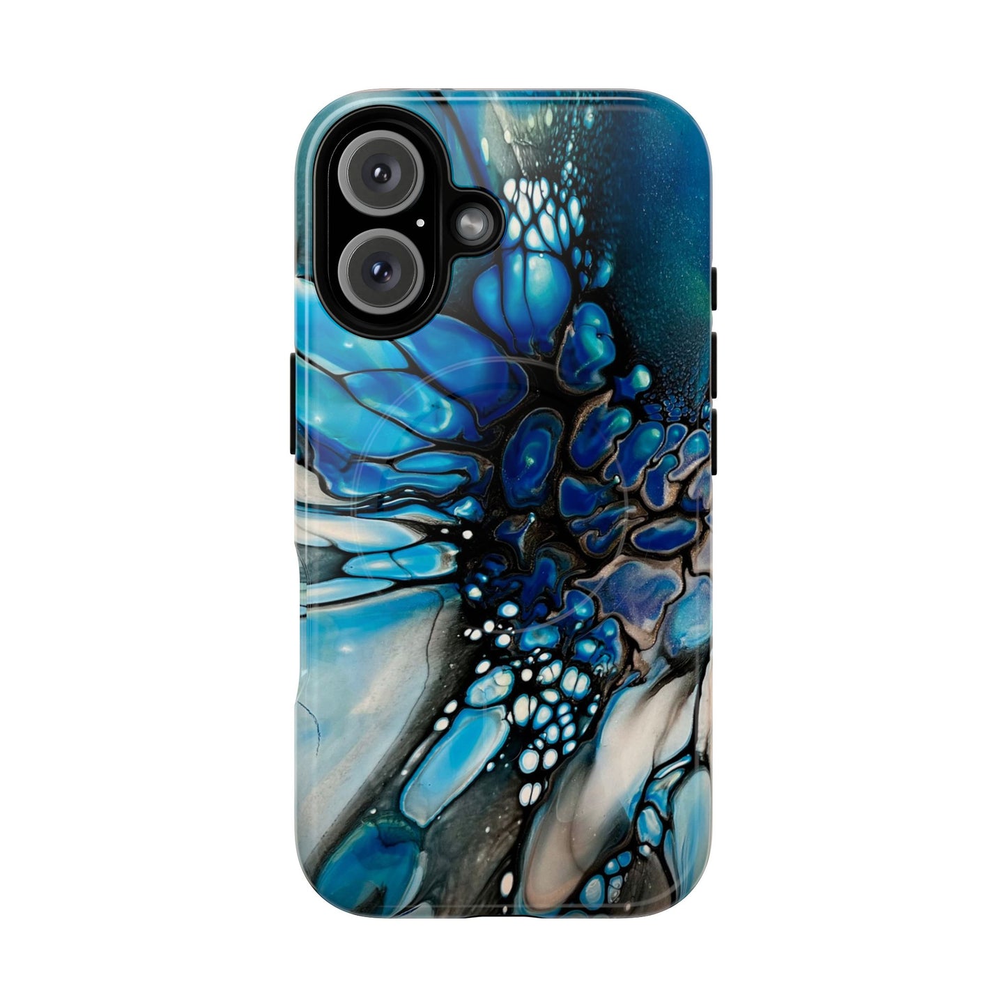 Blue Flower Abstract Art Tough Magnetic Phone Case | Stylish Tech Accessory, Durable Phone Cover, Gift for Tech Lovers, Unique Phone Case, Holiday Gift