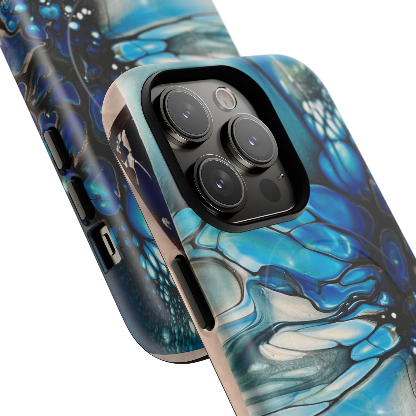 Blue Flower Abstract Art Tough Magnetic Phone Case | Stylish Tech Accessory, Durable Phone Cover, Gift for Tech Lovers, Unique Phone Case, Holiday Gift