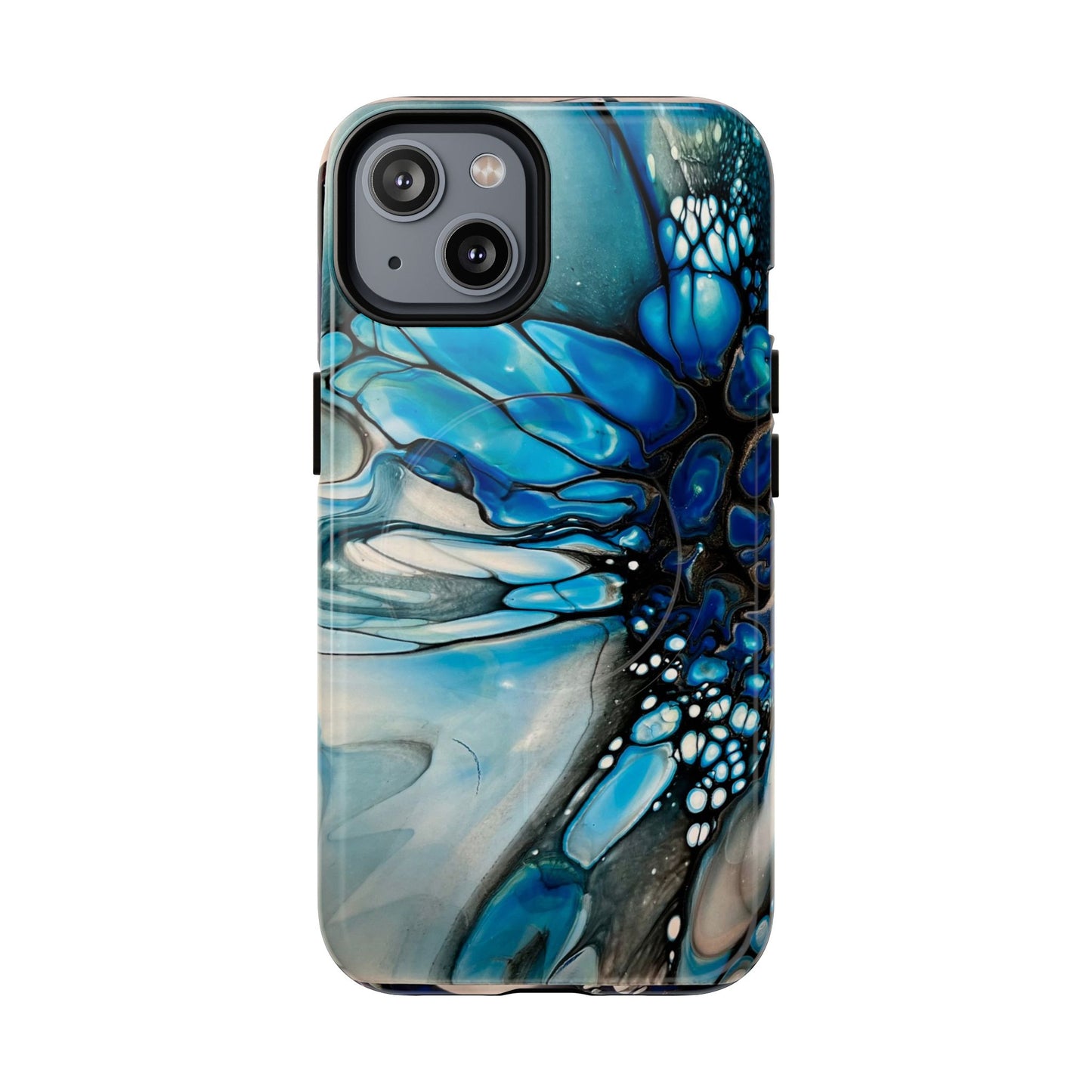 Blue Flower Abstract Art Tough Magnetic Phone Case | Stylish Tech Accessory, Durable Phone Cover, Gift for Tech Lovers, Unique Phone Case, Holiday Gift