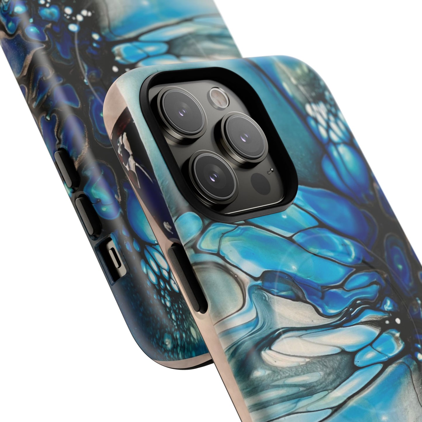 Blue Flower Abstract Art Tough Magnetic Phone Case | Stylish Tech Accessory, Durable Phone Cover, Gift for Tech Lovers, Unique Phone Case, Holiday Gift