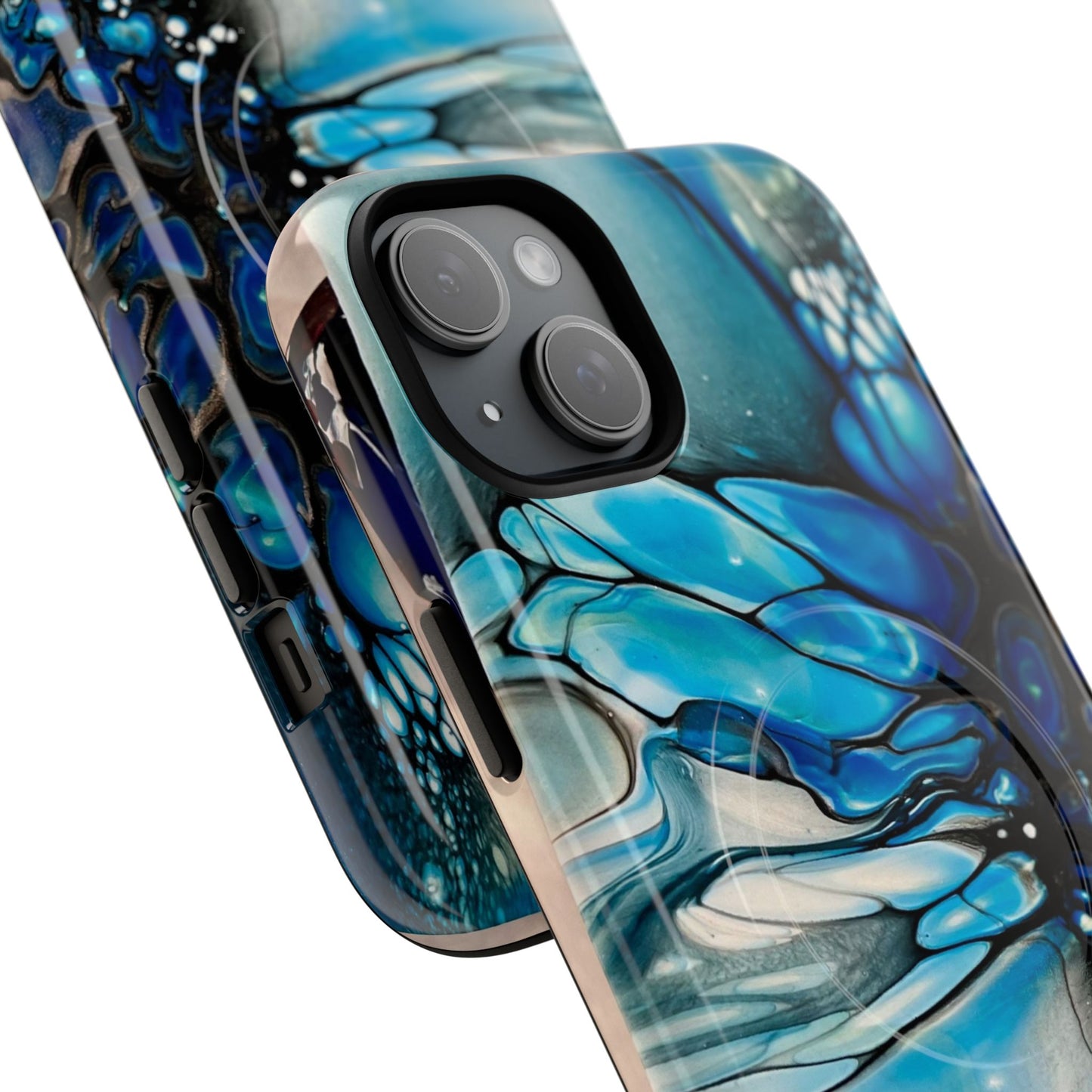Blue Flower Abstract Art Tough Magnetic Phone Case | Stylish Tech Accessory, Durable Phone Cover, Gift for Tech Lovers, Unique Phone Case, Holiday Gift