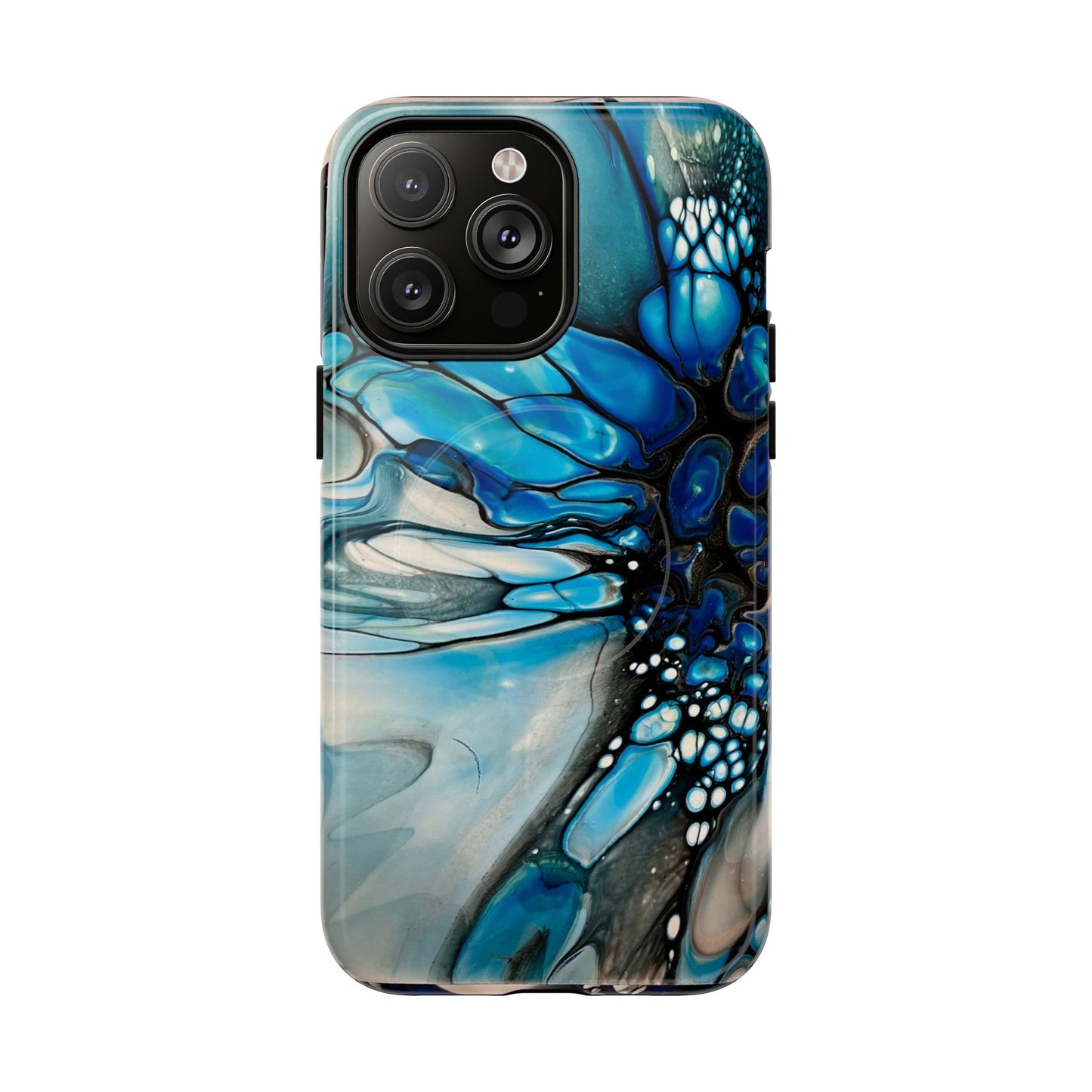 Blue Flower Abstract Art Tough Magnetic Phone Case | Stylish Tech Accessory, Durable Phone Cover, Gift for Tech Lovers, Unique Phone Case, Holiday Gift