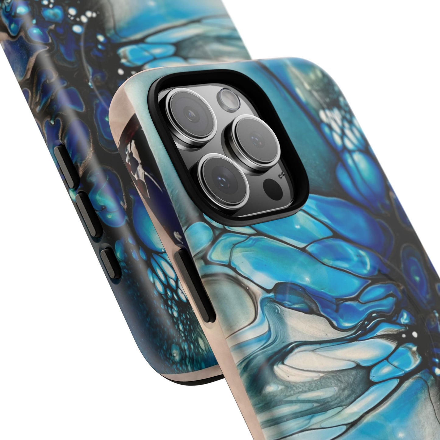 Blue Flower Abstract Art Tough Magnetic Phone Case | Stylish Tech Accessory, Durable Phone Cover, Gift for Tech Lovers, Unique Phone Case, Holiday Gift