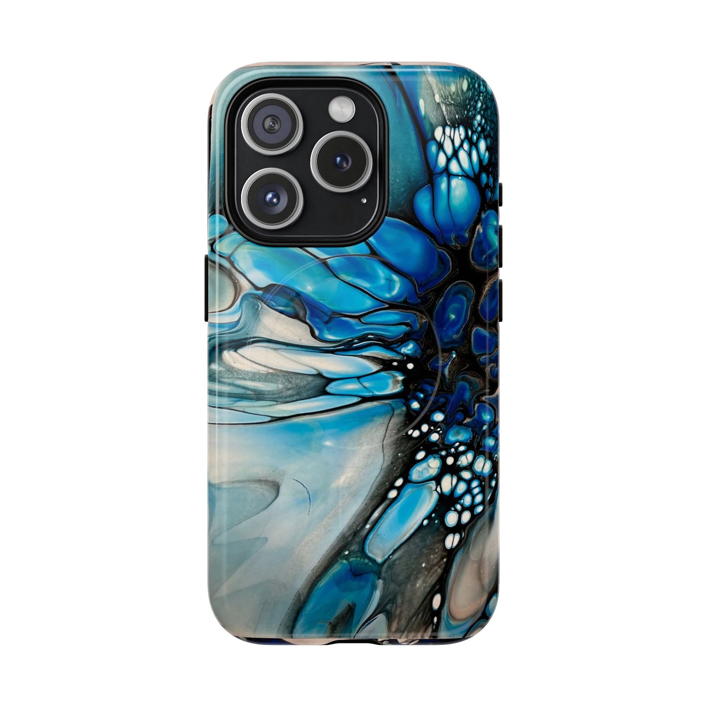 Blue Flower Abstract Art Tough Magnetic Phone Case | Stylish Tech Accessory, Durable Phone Cover, Gift for Tech Lovers, Unique Phone Case, Holiday Gift