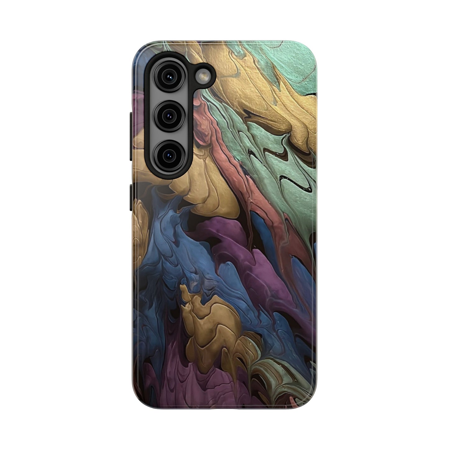 Phone Case - Blue, Green, Purple, and Gold Abstract Art Design Iphone 15 14 13 12 11