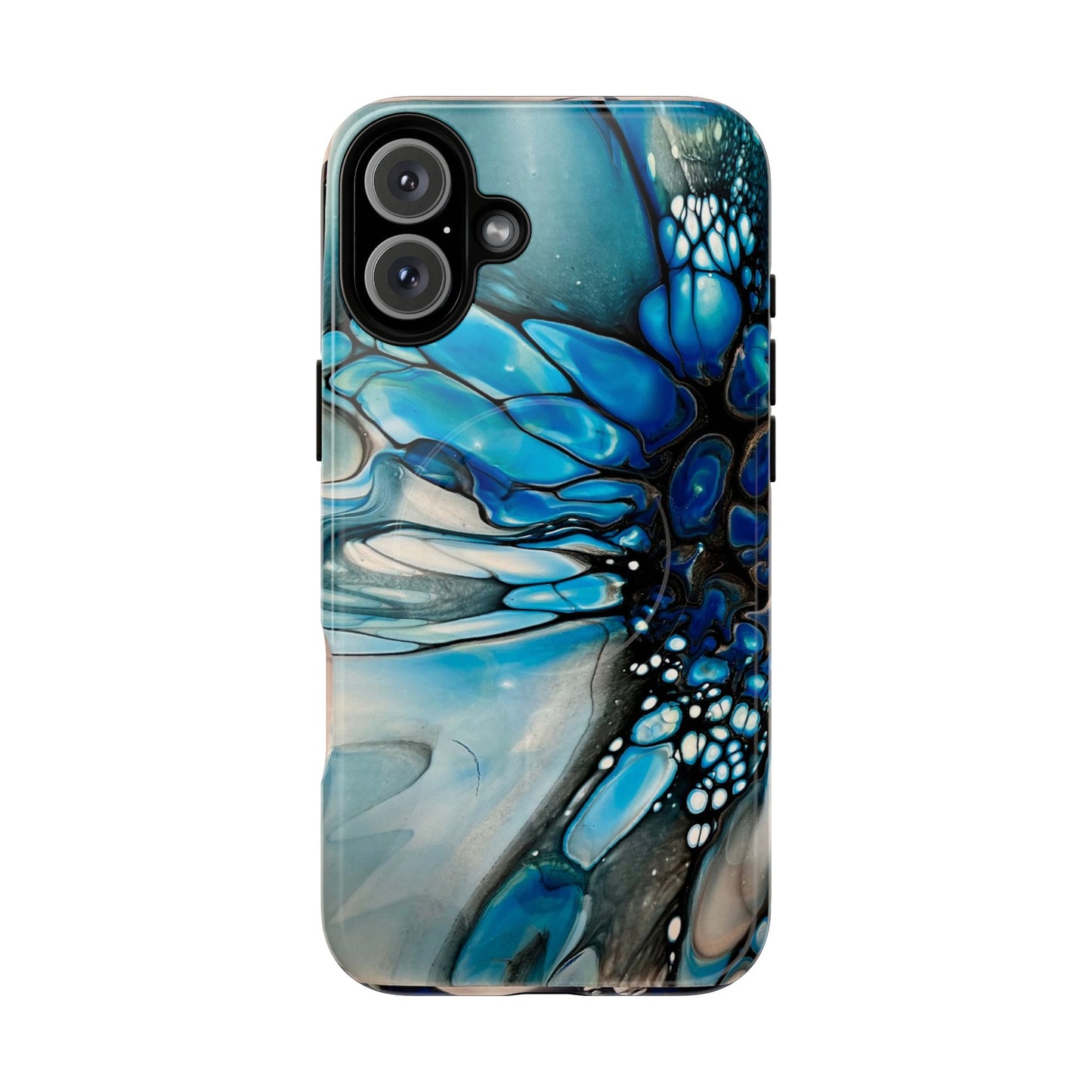 Blue Flower Abstract Art Tough Magnetic Phone Case | Stylish Tech Accessory, Durable Phone Cover, Gift for Tech Lovers, Unique Phone Case, Holiday Gift