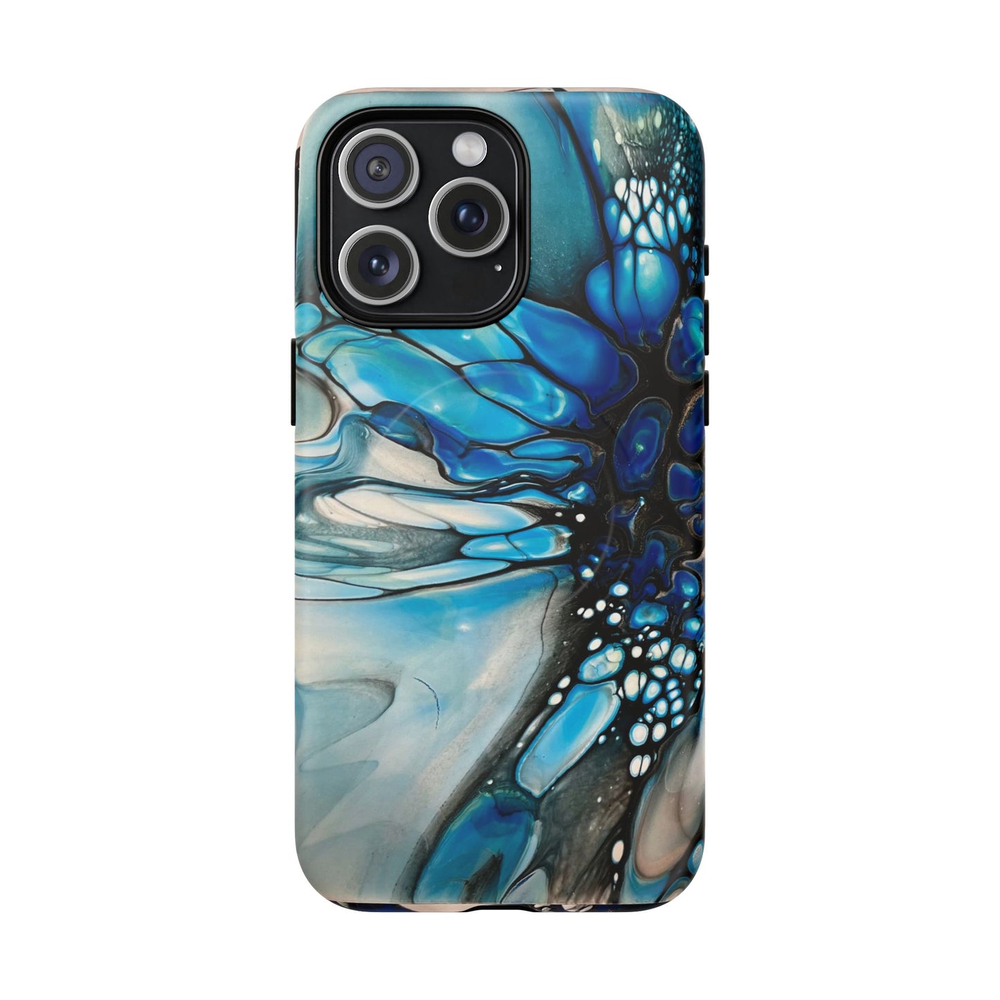 Blue Flower Abstract Art Tough Magnetic Phone Case | Stylish Tech Accessory, Durable Phone Cover, Gift for Tech Lovers, Unique Phone Case, Holiday Gift
