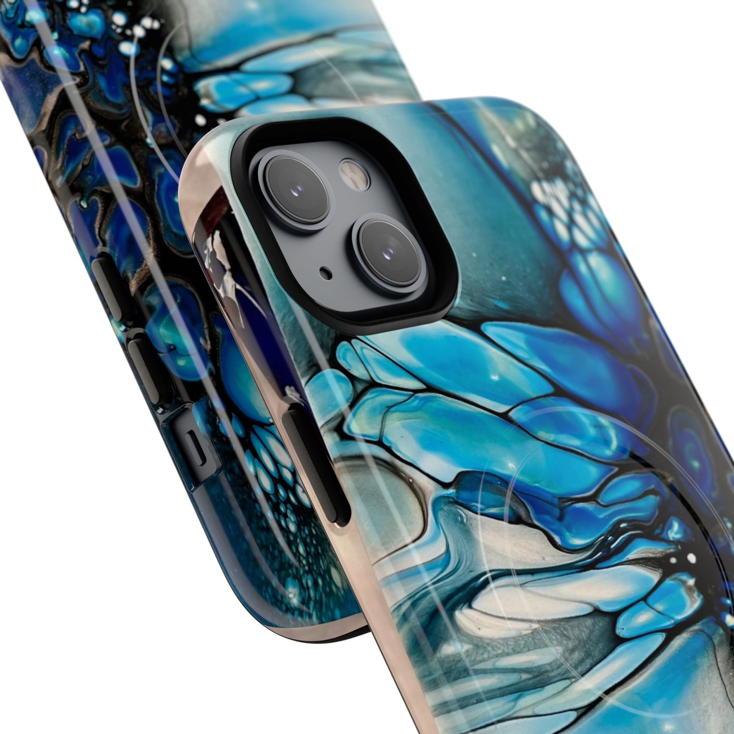 Blue Flower Abstract Art Tough Magnetic Phone Case | Stylish Tech Accessory, Durable Phone Cover, Gift for Tech Lovers, Unique Phone Case, Holiday Gift