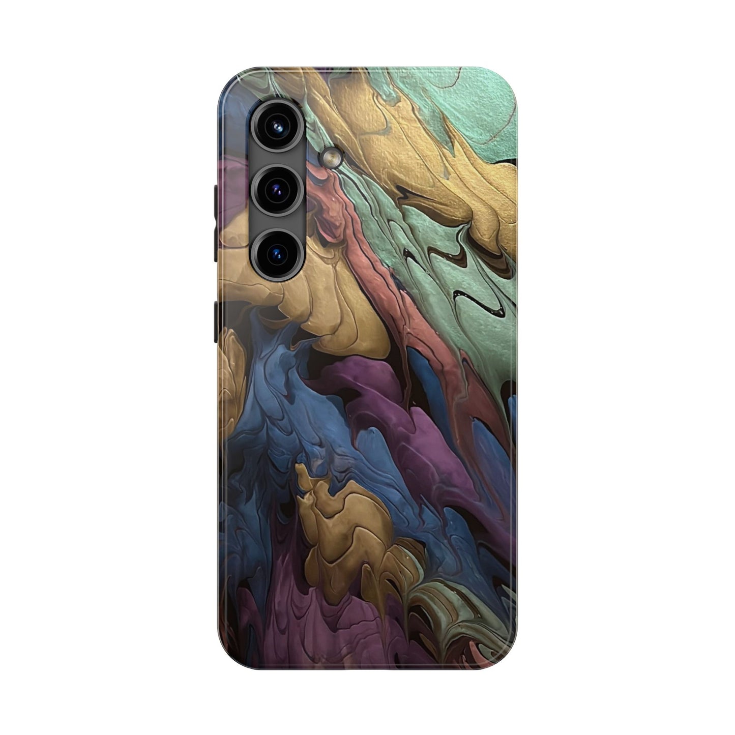 Phone Case - Blue, Green, Purple, and Gold Abstract Art Design Iphone 15 14 13 12 11