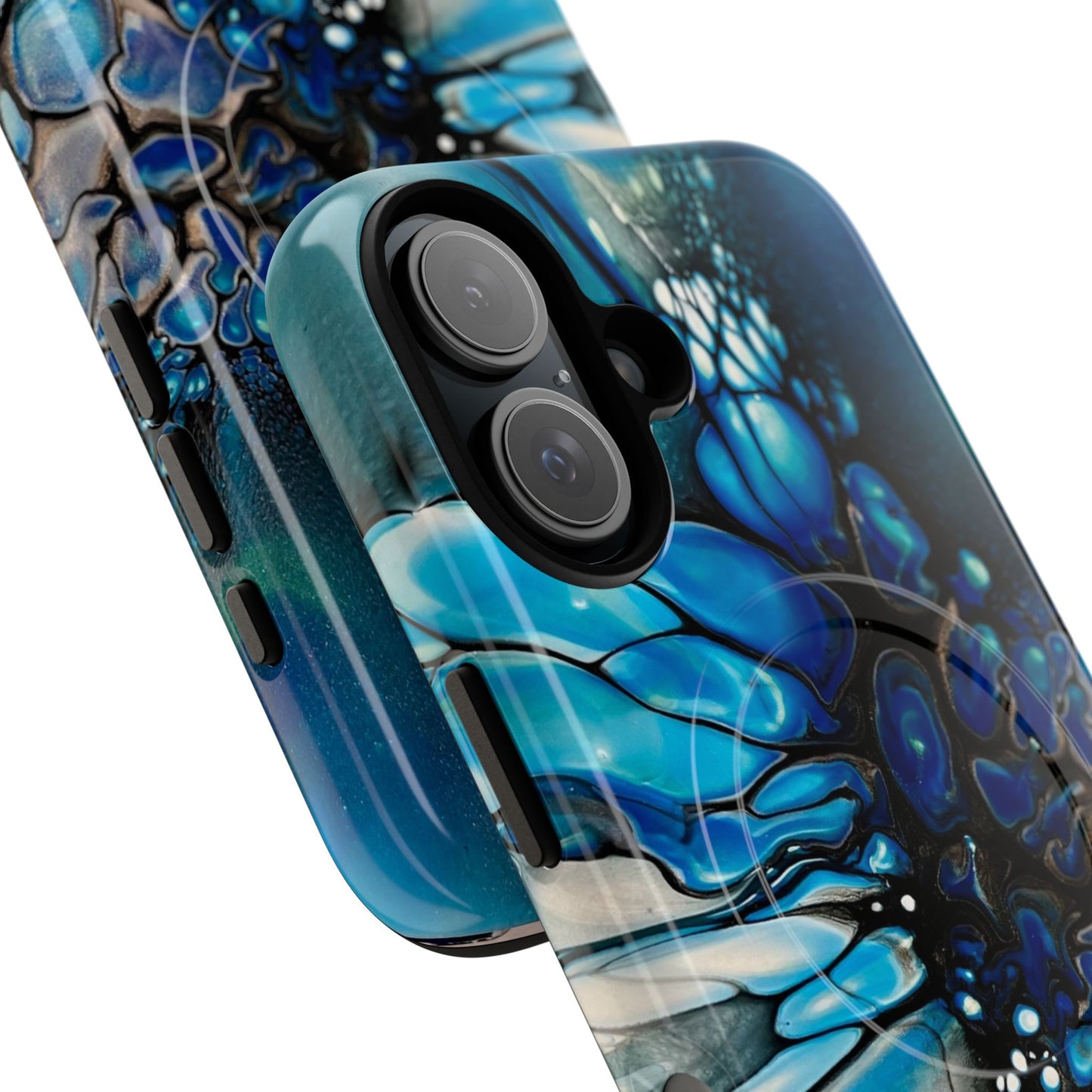 Blue Flower Abstract Art Tough Magnetic Phone Case | Stylish Tech Accessory, Durable Phone Cover, Gift for Tech Lovers, Unique Phone Case, Holiday Gift