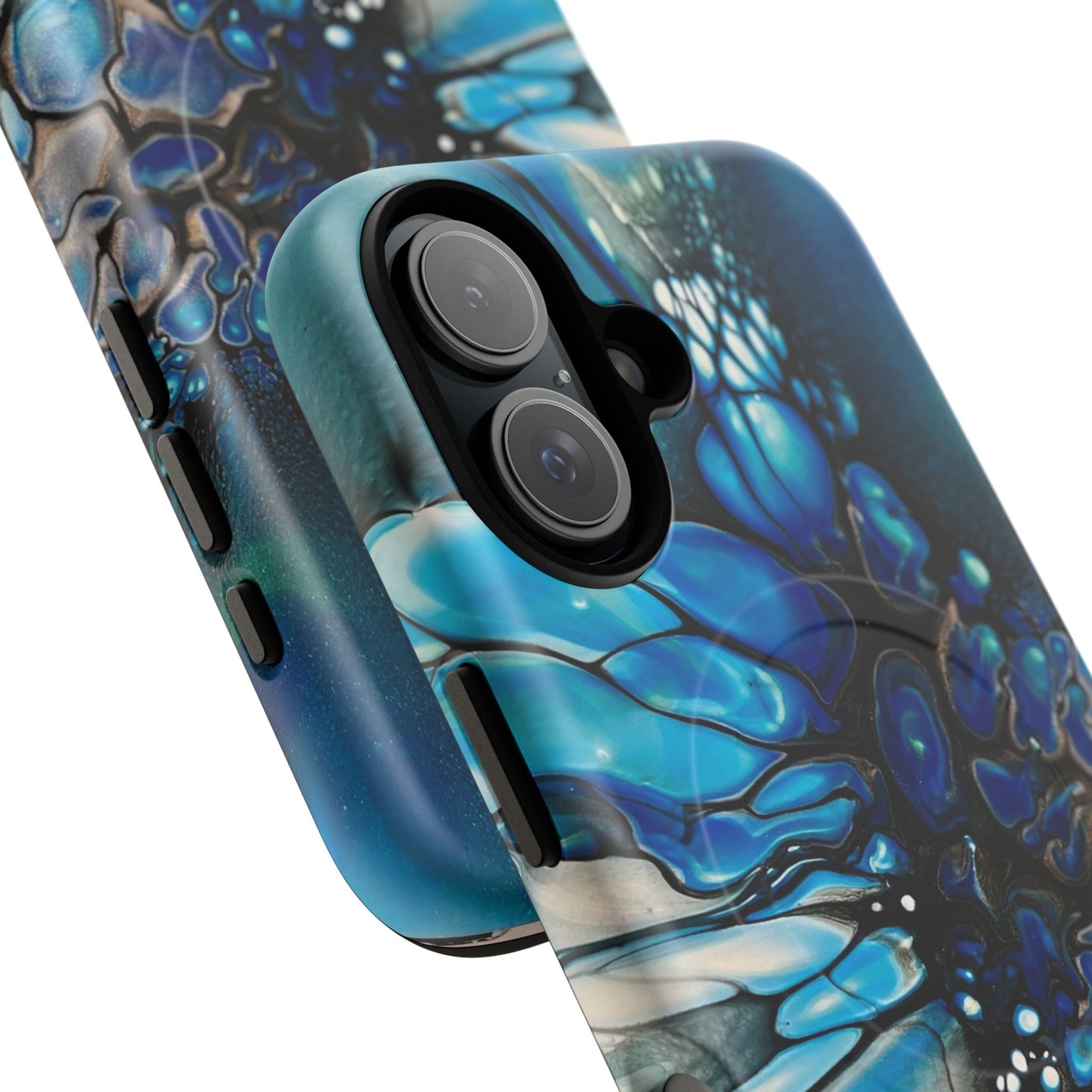 Blue Flower Abstract Art Tough Magnetic Phone Case | Stylish Tech Accessory, Durable Phone Cover, Gift for Tech Lovers, Unique Phone Case, Holiday Gift