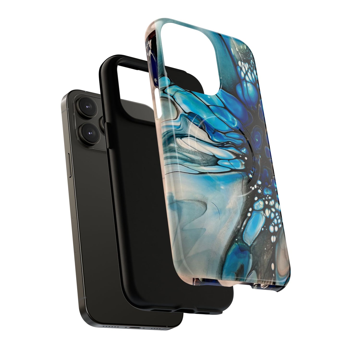 Blue Flower Abstract Art Tough Magnetic Phone Case | Stylish Tech Accessory, Durable Phone Cover, Gift for Tech Lovers, Unique Phone Case, Holiday Gift