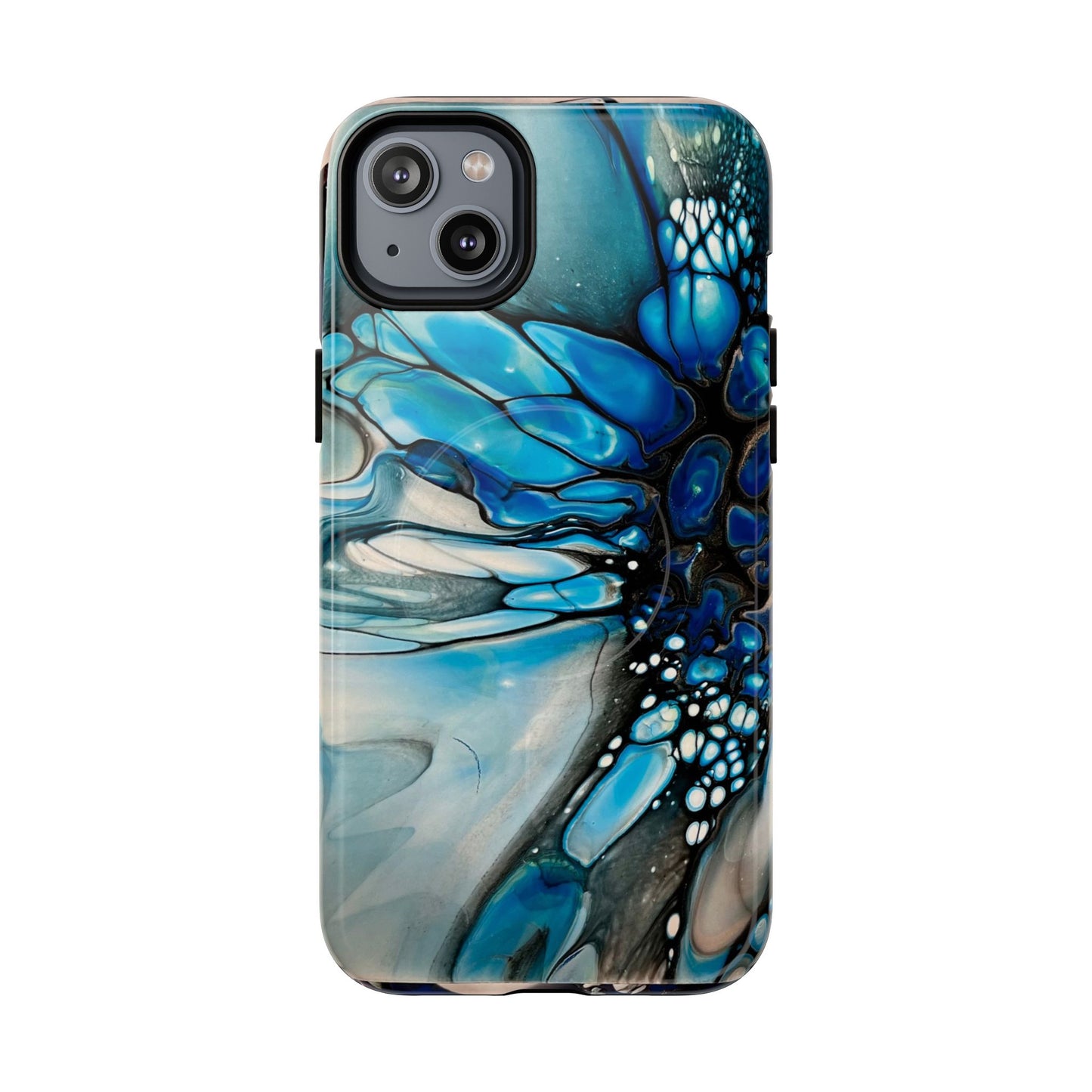 Blue Flower Abstract Art Tough Magnetic Phone Case | Stylish Tech Accessory, Durable Phone Cover, Gift for Tech Lovers, Unique Phone Case, Holiday Gift