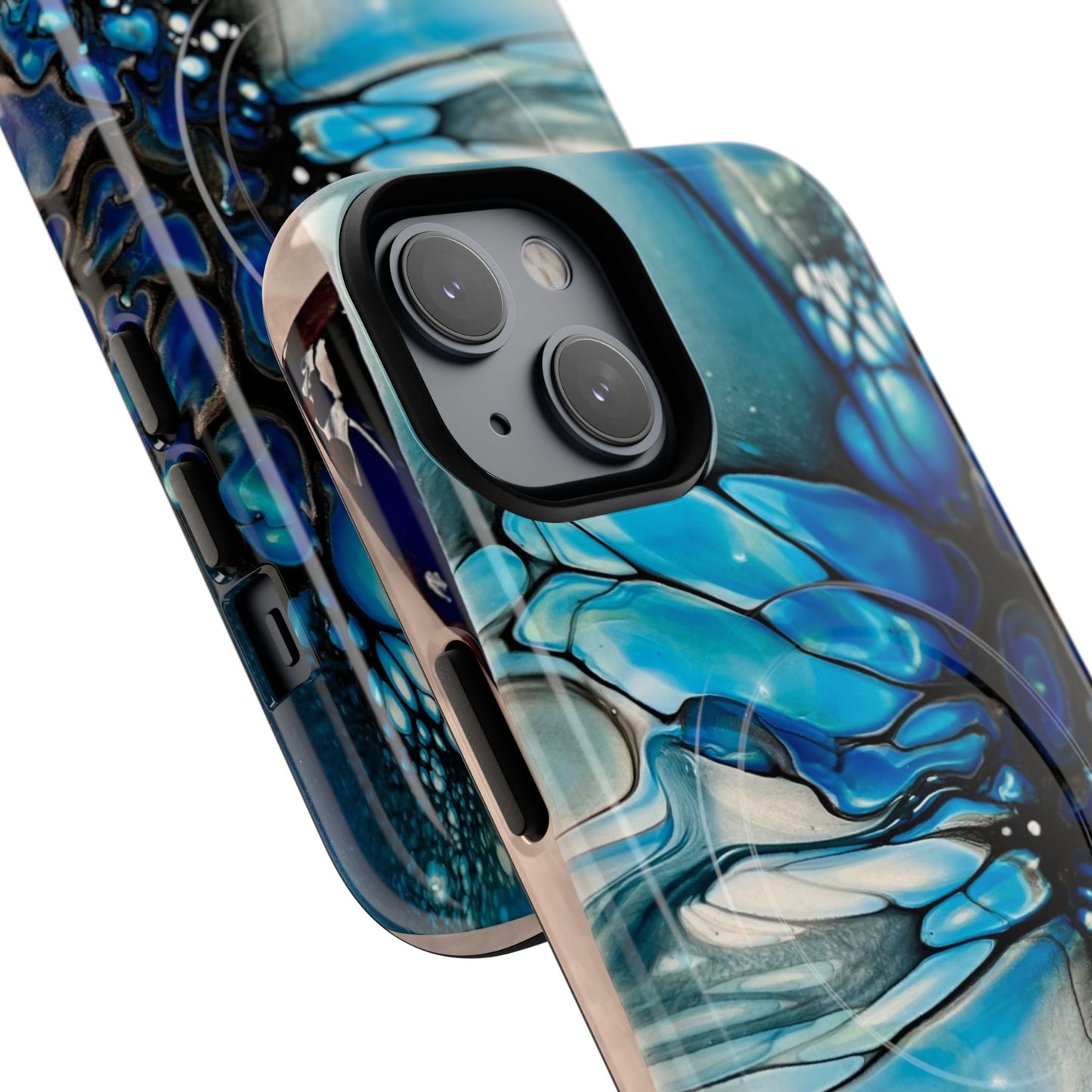 Blue Flower Abstract Art Tough Magnetic Phone Case | Stylish Tech Accessory, Durable Phone Cover, Gift for Tech Lovers, Unique Phone Case, Holiday Gift