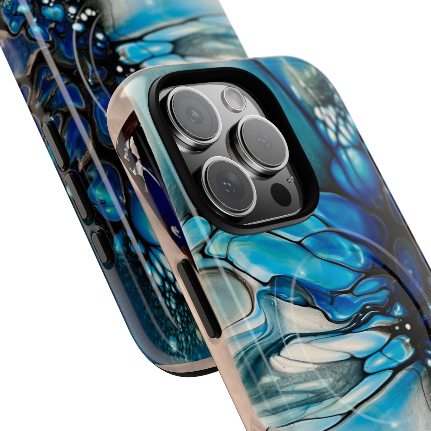 Blue Flower Abstract Art Tough Magnetic Phone Case | Stylish Tech Accessory, Durable Phone Cover, Gift for Tech Lovers, Unique Phone Case, Holiday Gift