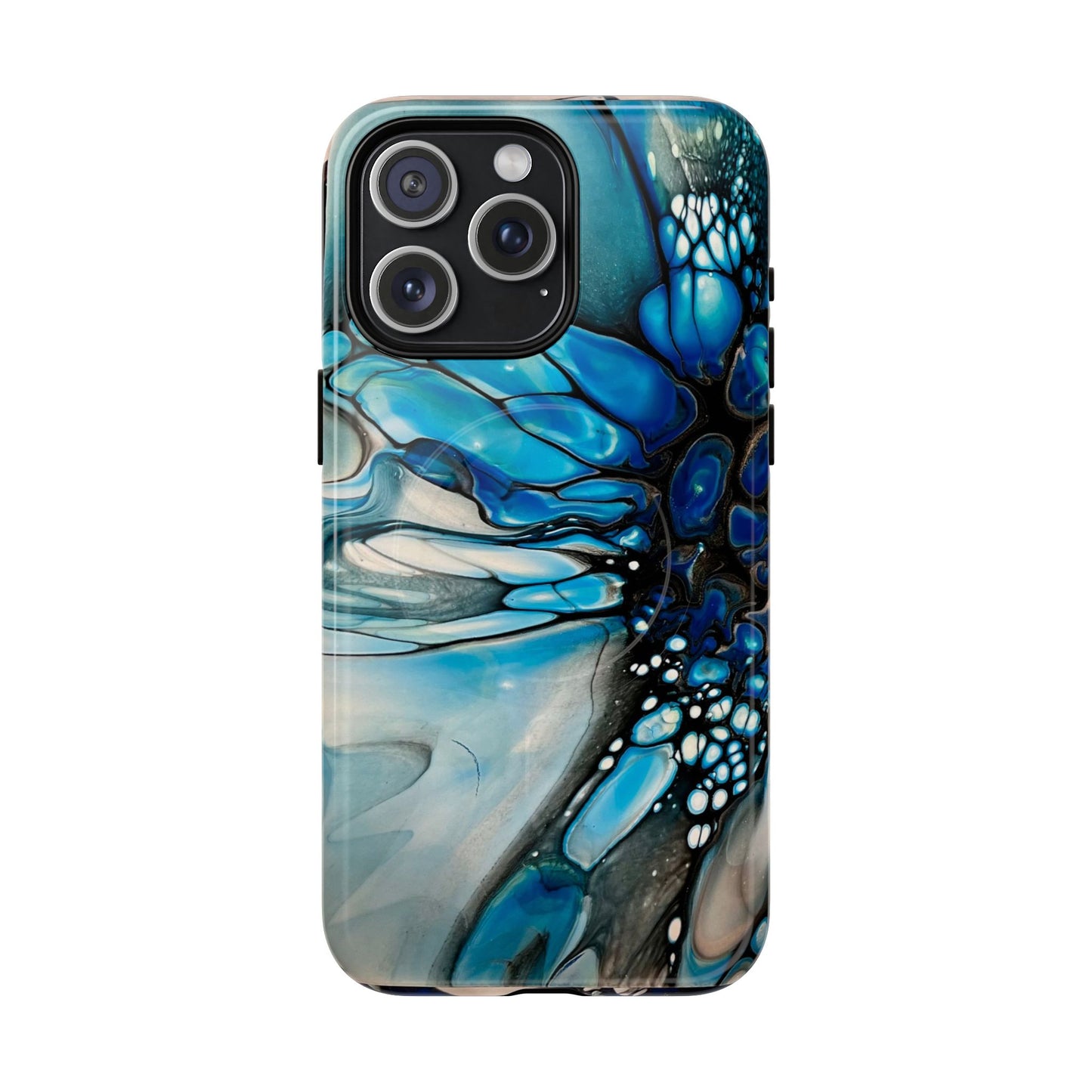 Blue Flower Abstract Art Tough Magnetic Phone Case | Stylish Tech Accessory, Durable Phone Cover, Gift for Tech Lovers, Unique Phone Case, Holiday Gift
