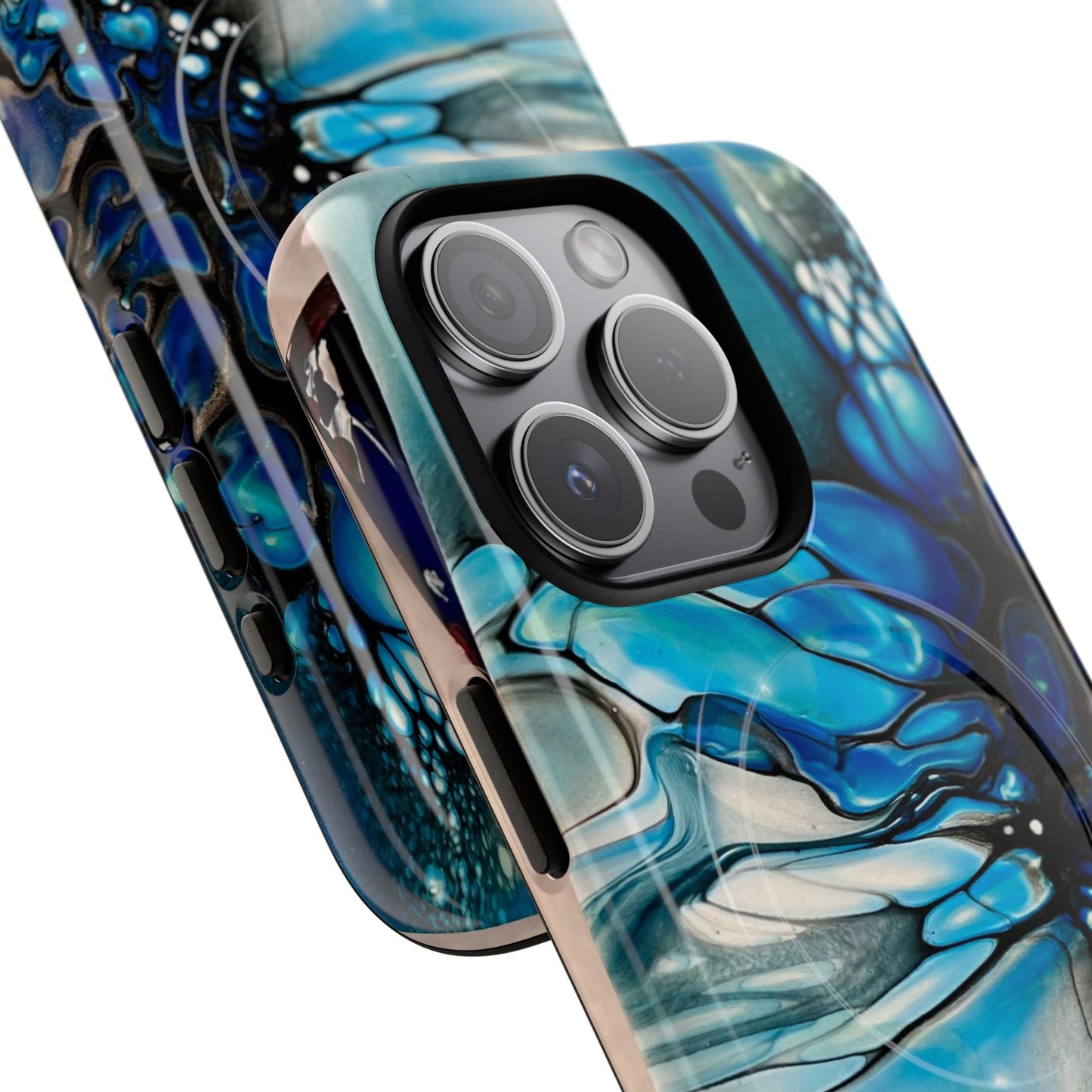 Blue Flower Abstract Art Tough Magnetic Phone Case | Stylish Tech Accessory, Durable Phone Cover, Gift for Tech Lovers, Unique Phone Case, Holiday Gift