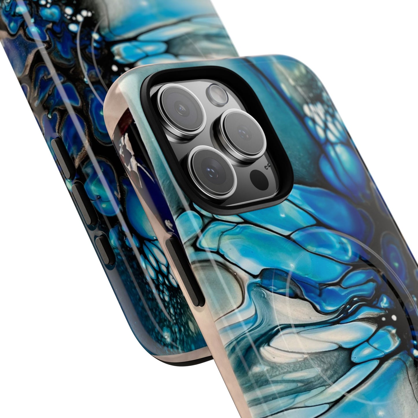 Blue Flower Abstract Art Tough Magnetic Phone Case | Stylish Tech Accessory, Durable Phone Cover, Gift for Tech Lovers, Unique Phone Case, Holiday Gift