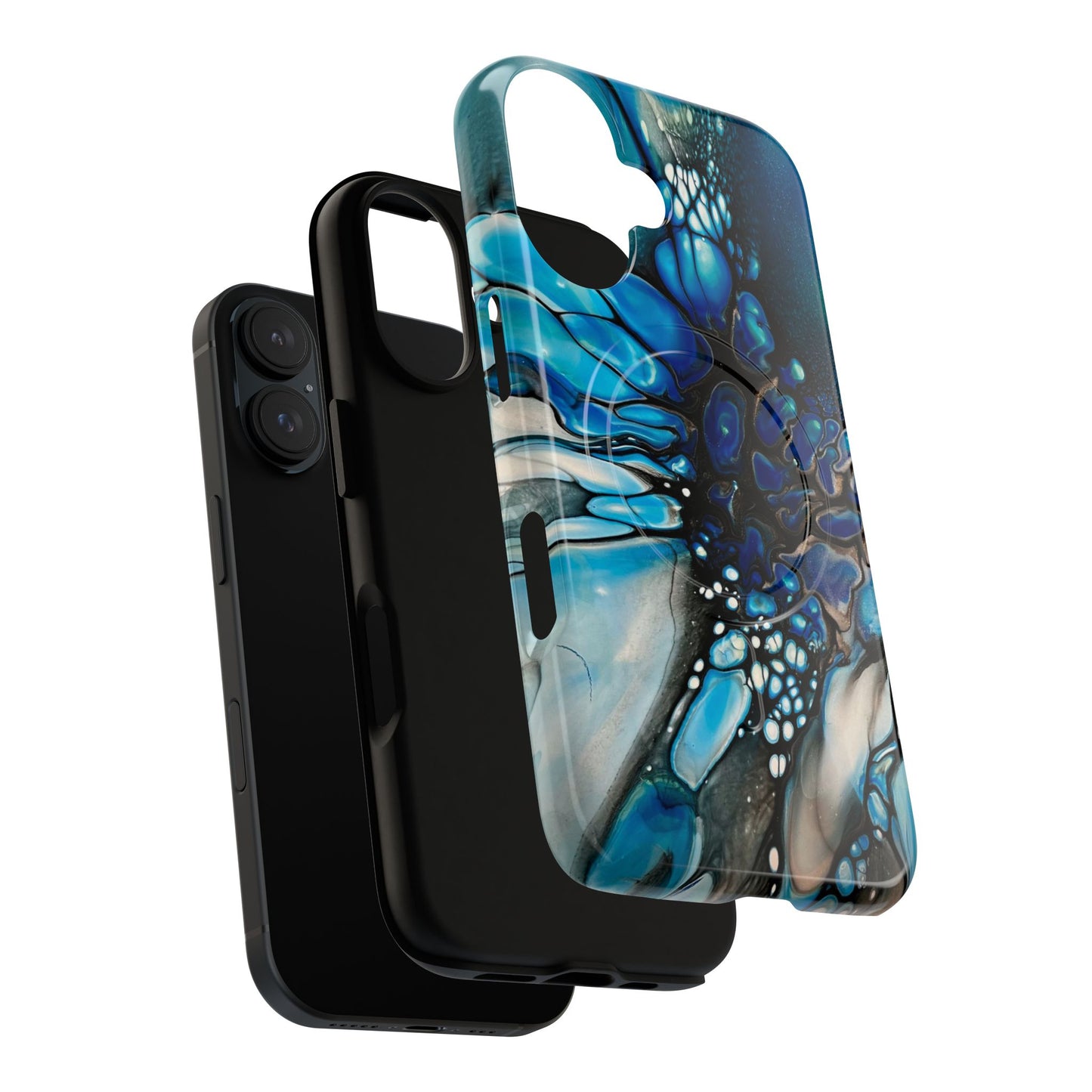 Blue Flower Abstract Art Tough Magnetic Phone Case | Stylish Tech Accessory, Durable Phone Cover, Gift for Tech Lovers, Unique Phone Case, Holiday Gift