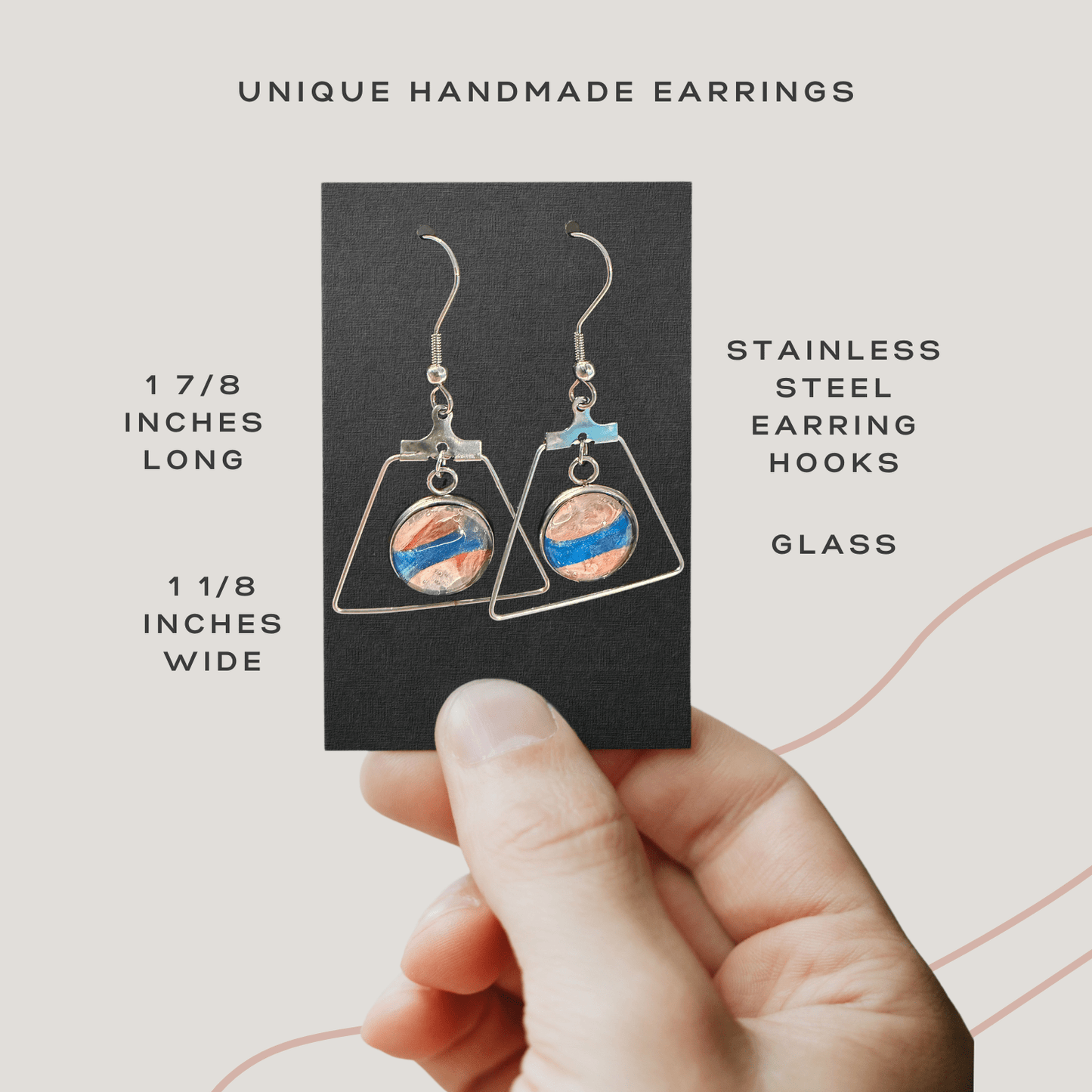 Blue Dangling Trapezoid Earrings - Birdsong Lane Art