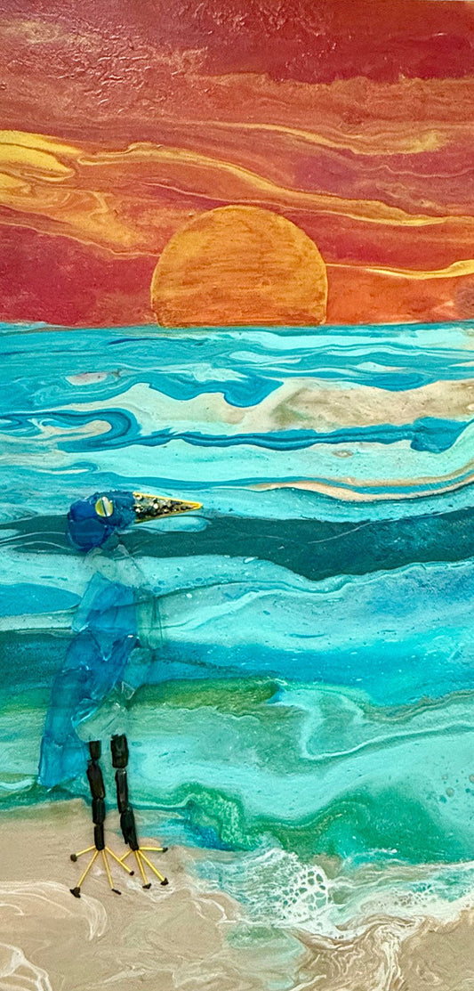 Blue Heron at Sunset Painting - Birdsong Lane Art