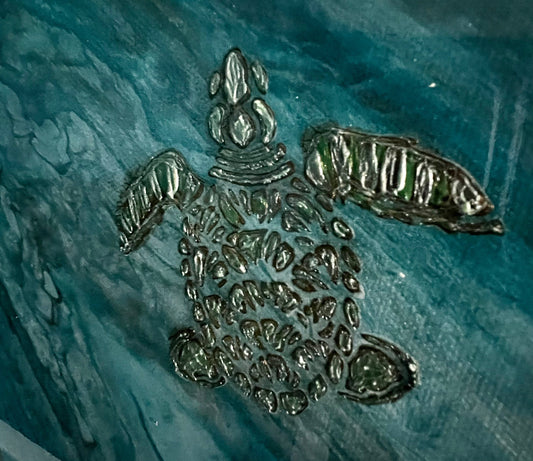 Life in the Ocean - 20x20 Handmade Painting with Turtles and Crabs - Birdsong Lane Art