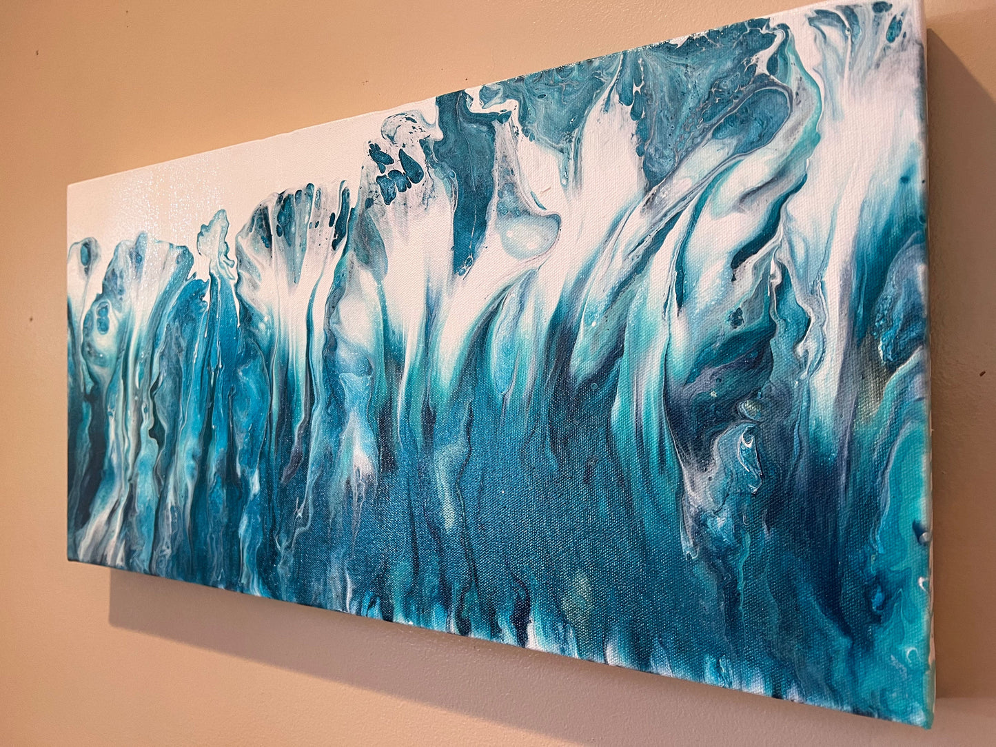 Side angle view of painting