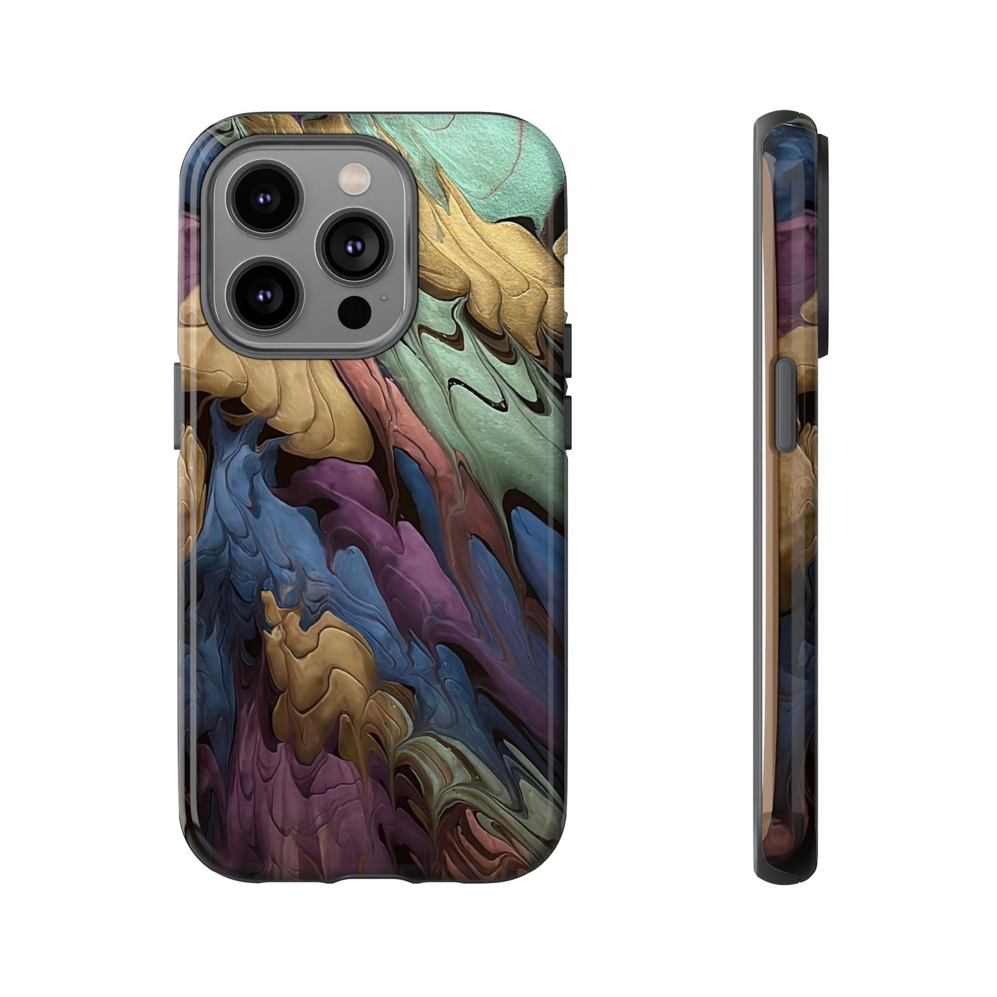 Black and Pearl Paint Unique Abstract Phone Case, Tough Cases, Unique Phone Cover, Stylish Tech Accessory, Art Inspired Gift, Protective Case
