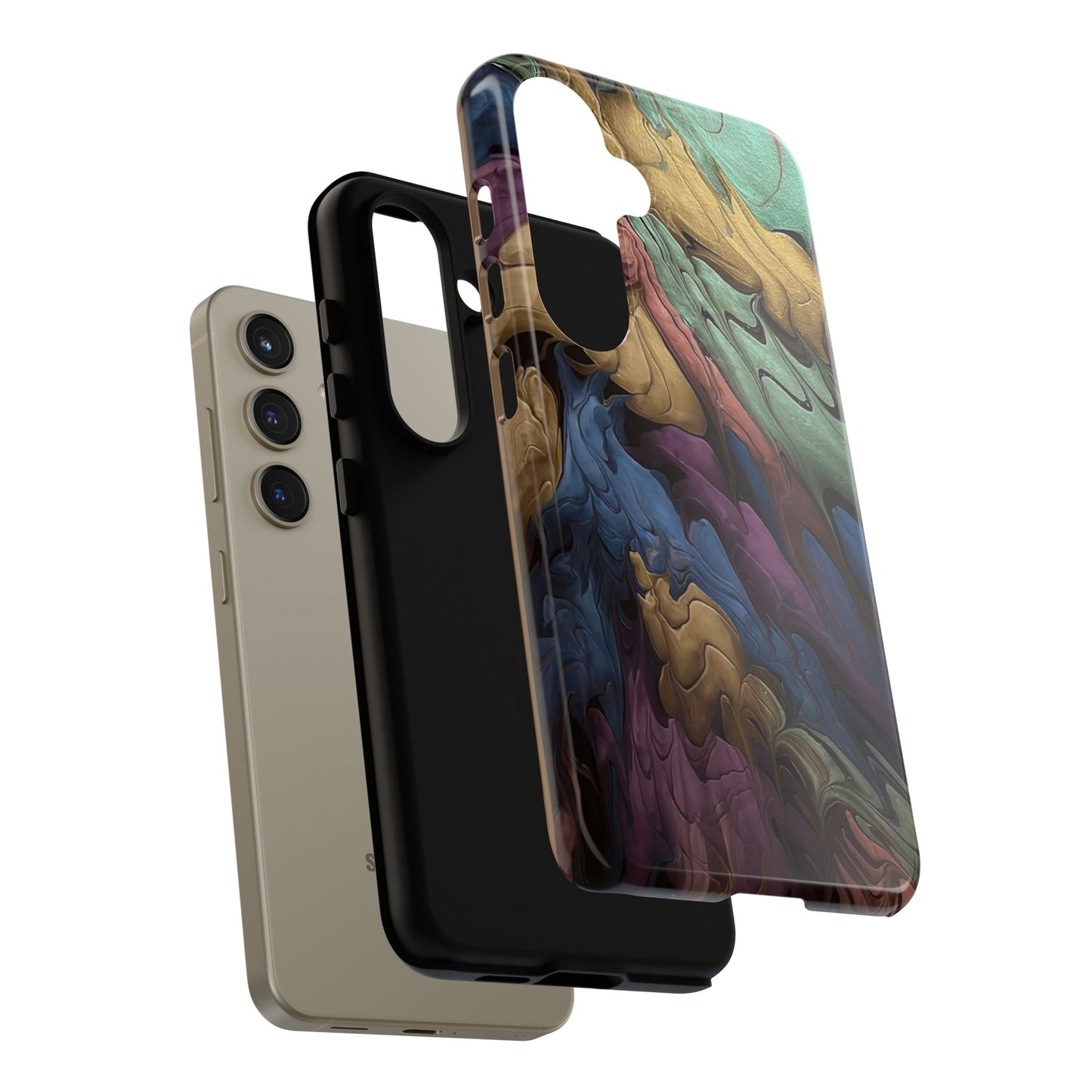 Black and Pearl Paint Unique Abstract Phone Case, Tough Cases, Unique Phone Cover, Stylish Tech Accessory, Art Inspired Gift, Protective Case