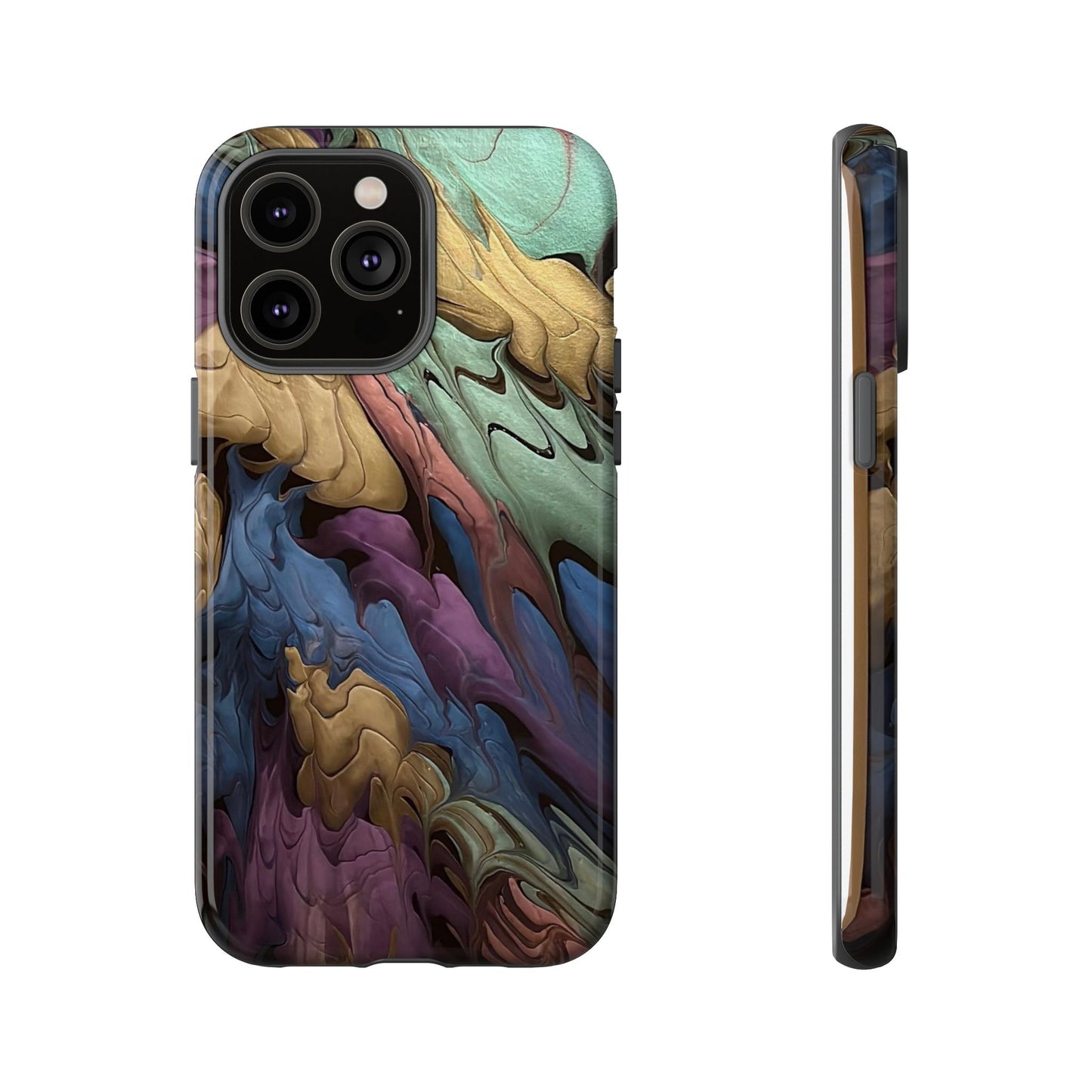 Black and Pearl Paint Unique Abstract Phone Case, Tough Cases, Unique Phone Cover, Stylish Tech Accessory, Art Inspired Gift, Protective Case