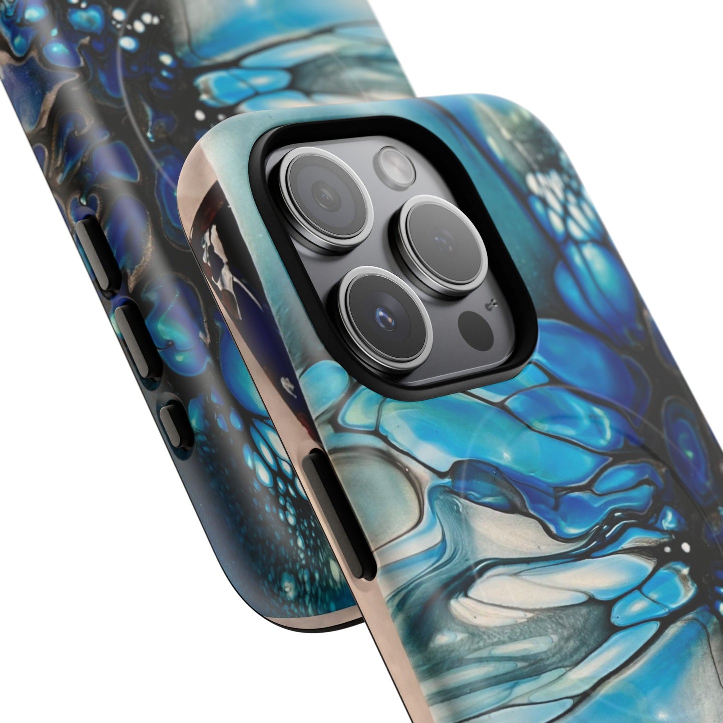 Blue Flower Abstract Art Tough Magnetic Phone Case | Stylish Tech Accessory, Durable Phone Cover, Gift for Tech Lovers, Unique Phone Case, Holiday Gift
