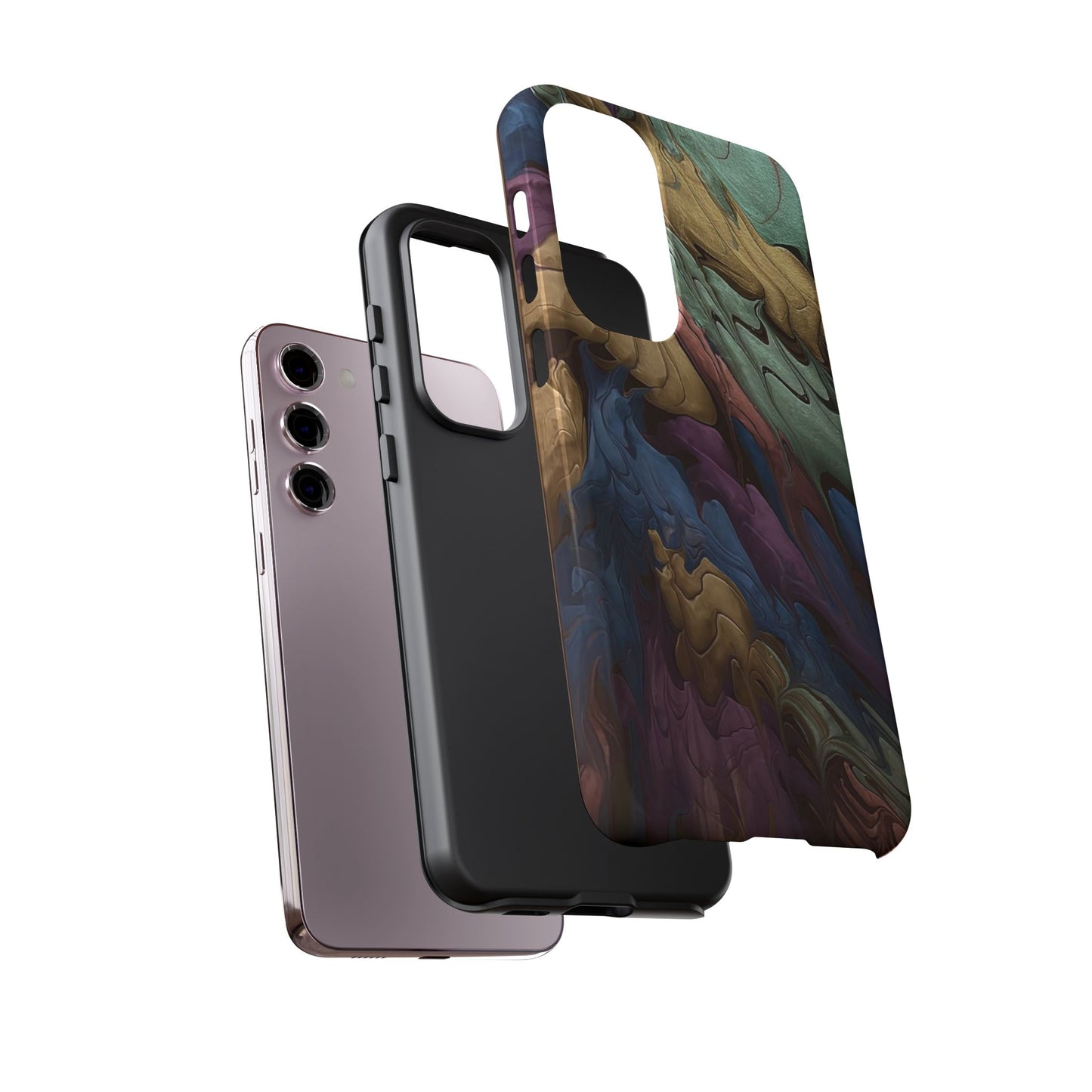 Black and Pearl Paint Unique Abstract Phone Case, Tough Cases, Unique Phone Cover, Stylish Tech Accessory, Art Inspired Gift, Protective Case