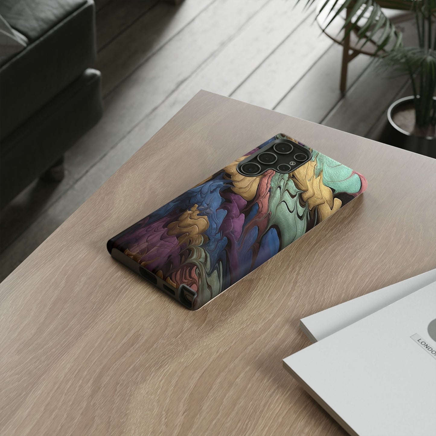 Black and Pearl Paint Unique Abstract Phone Case, Tough Cases, Unique Phone Cover, Stylish Tech Accessory, Art Inspired Gift, Protective Case