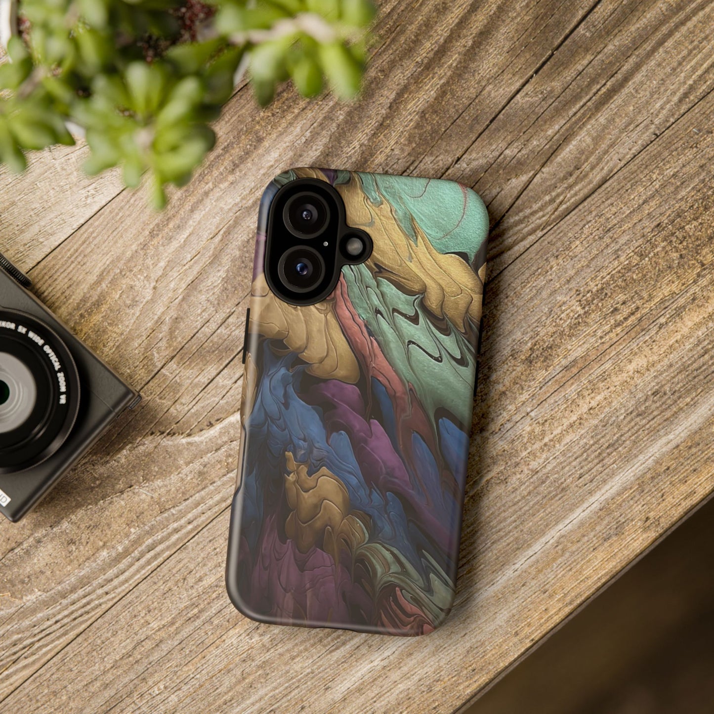 Black and Pearl Paint Unique Abstract Phone Case, Tough Cases, Unique Phone Cover, Stylish Tech Accessory, Art Inspired Gift, Protective Case