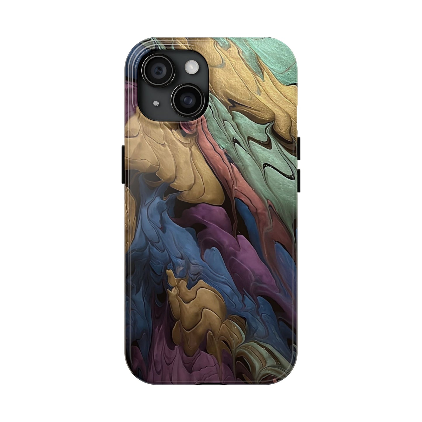 Phone Case - Blue, Green, Purple, and Gold Abstract Art Design Iphone 15 14 13 12 11