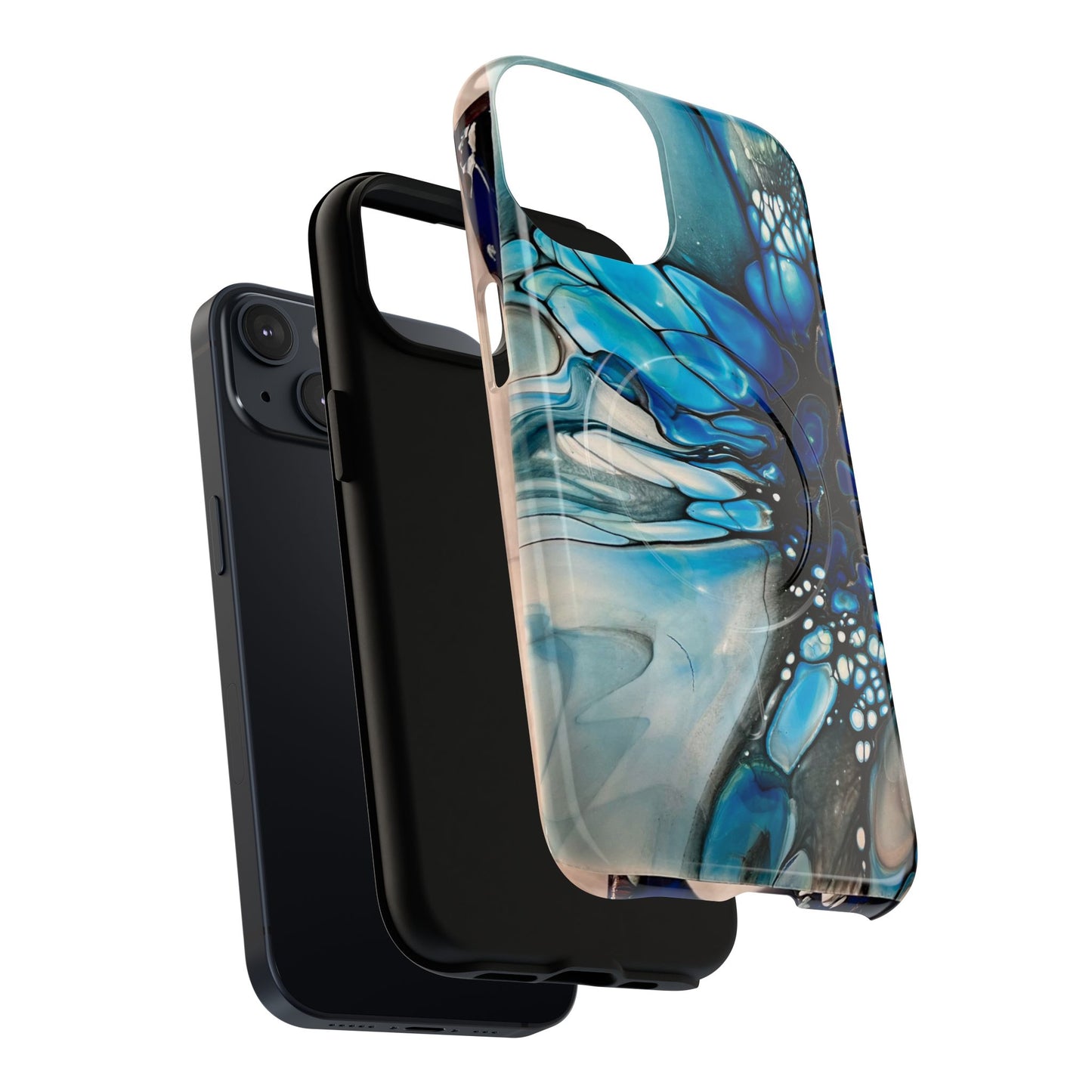 Blue Flower Abstract Art Tough Magnetic Phone Case | Stylish Tech Accessory, Durable Phone Cover, Gift for Tech Lovers, Unique Phone Case, Holiday Gift