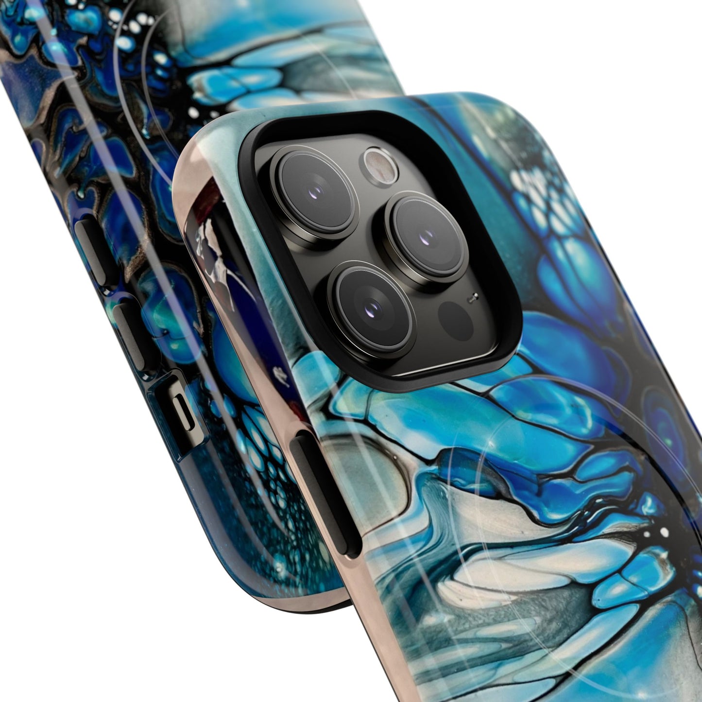 Blue Flower Abstract Art Tough Magnetic Phone Case | Stylish Tech Accessory, Durable Phone Cover, Gift for Tech Lovers, Unique Phone Case, Holiday Gift
