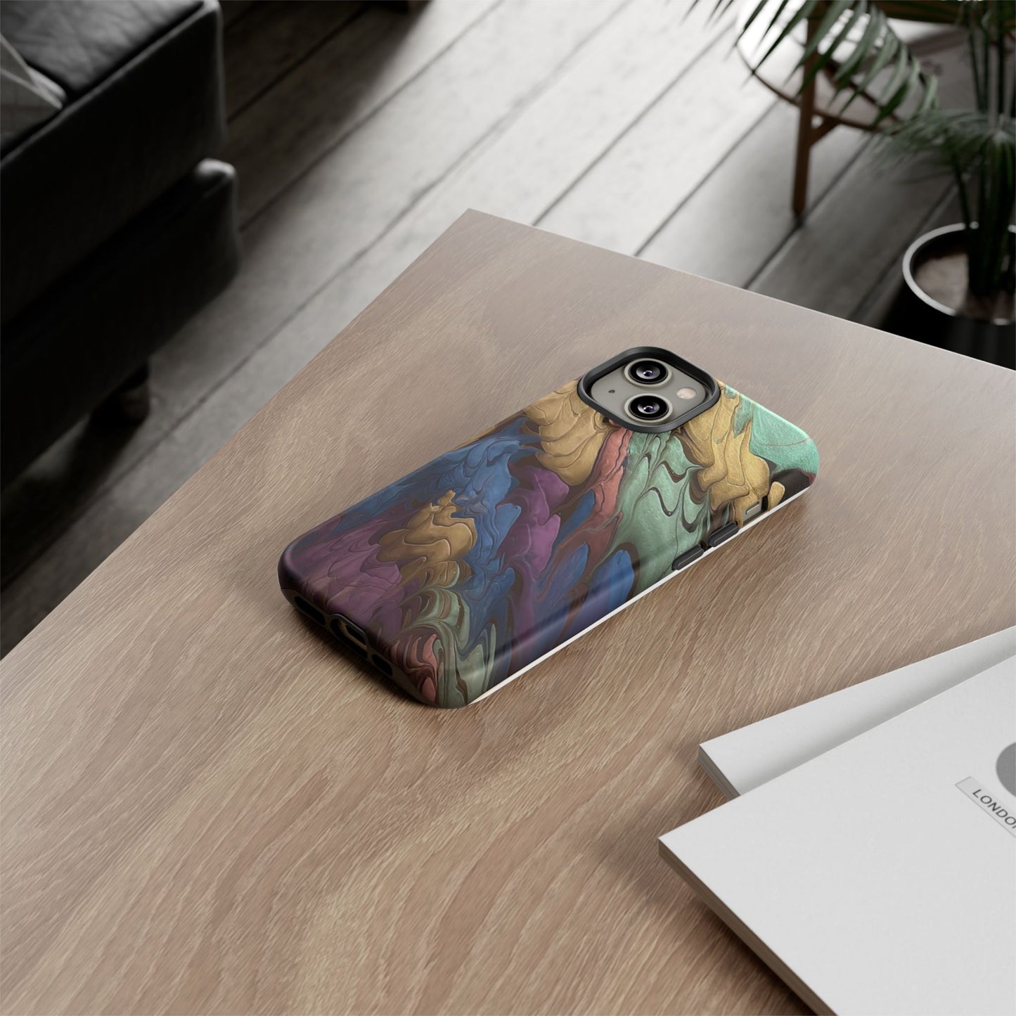 Black and Pearl Paint Unique Abstract Phone Case, Tough Cases, Unique Phone Cover, Stylish Tech Accessory, Art Inspired Gift, Protective Case