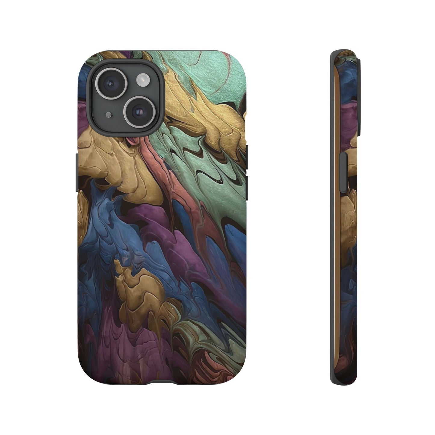 Black and Pearl Paint Unique Abstract Phone Case, Tough Cases, Unique Phone Cover, Stylish Tech Accessory, Art Inspired Gift, Protective Case