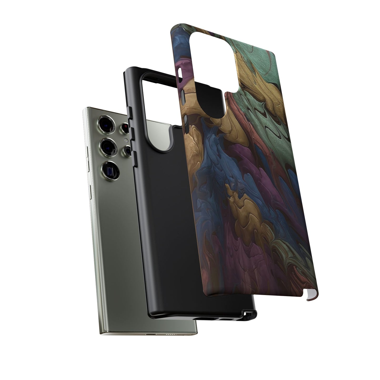 Black and Pearl Paint Unique Abstract Phone Case, Tough Cases, Unique Phone Cover, Stylish Tech Accessory, Art Inspired Gift, Protective Case