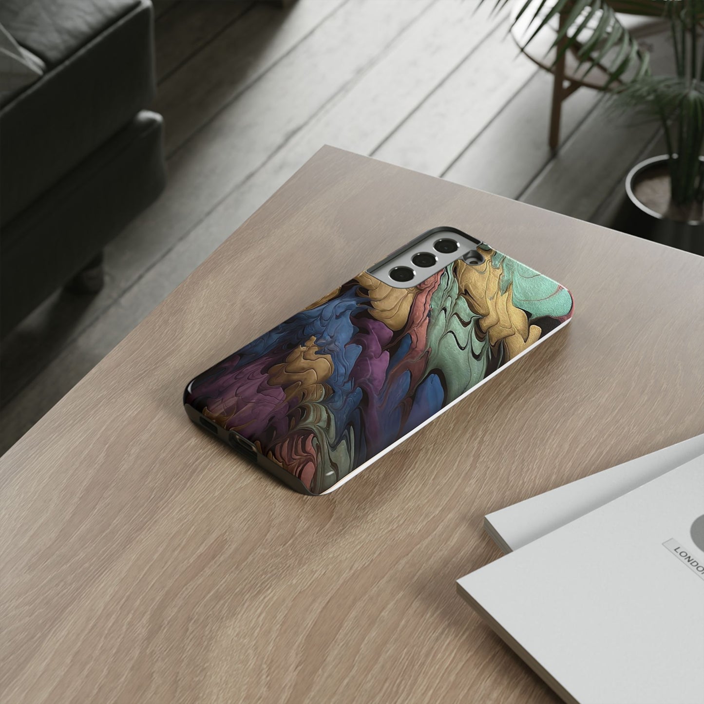 Black and Pearl Paint Unique Abstract Phone Case, Tough Cases, Unique Phone Cover, Stylish Tech Accessory, Art Inspired Gift, Protective Case