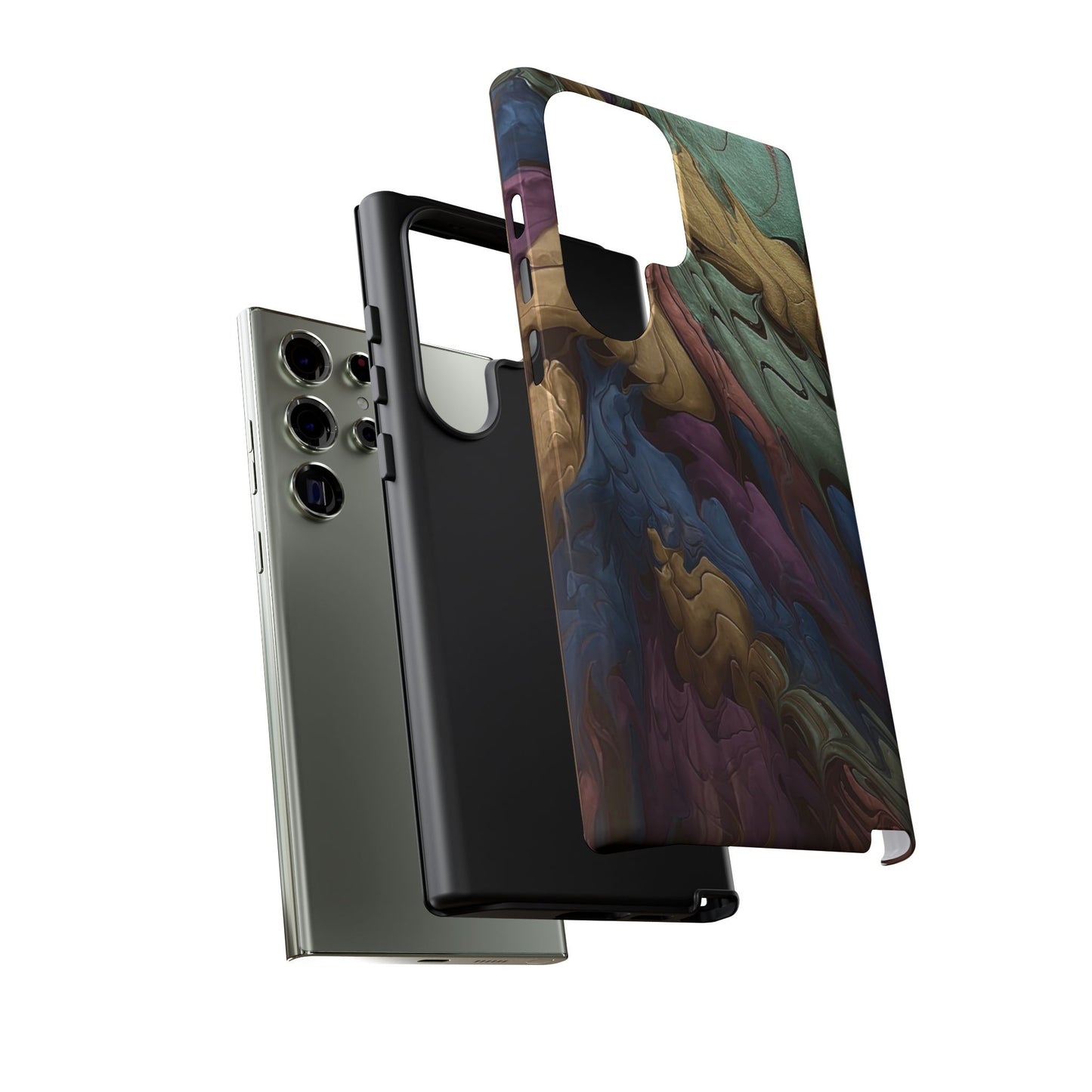 Black and Pearl Paint Unique Abstract Phone Case, Tough Cases, Unique Phone Cover, Stylish Tech Accessory, Art Inspired Gift, Protective Case