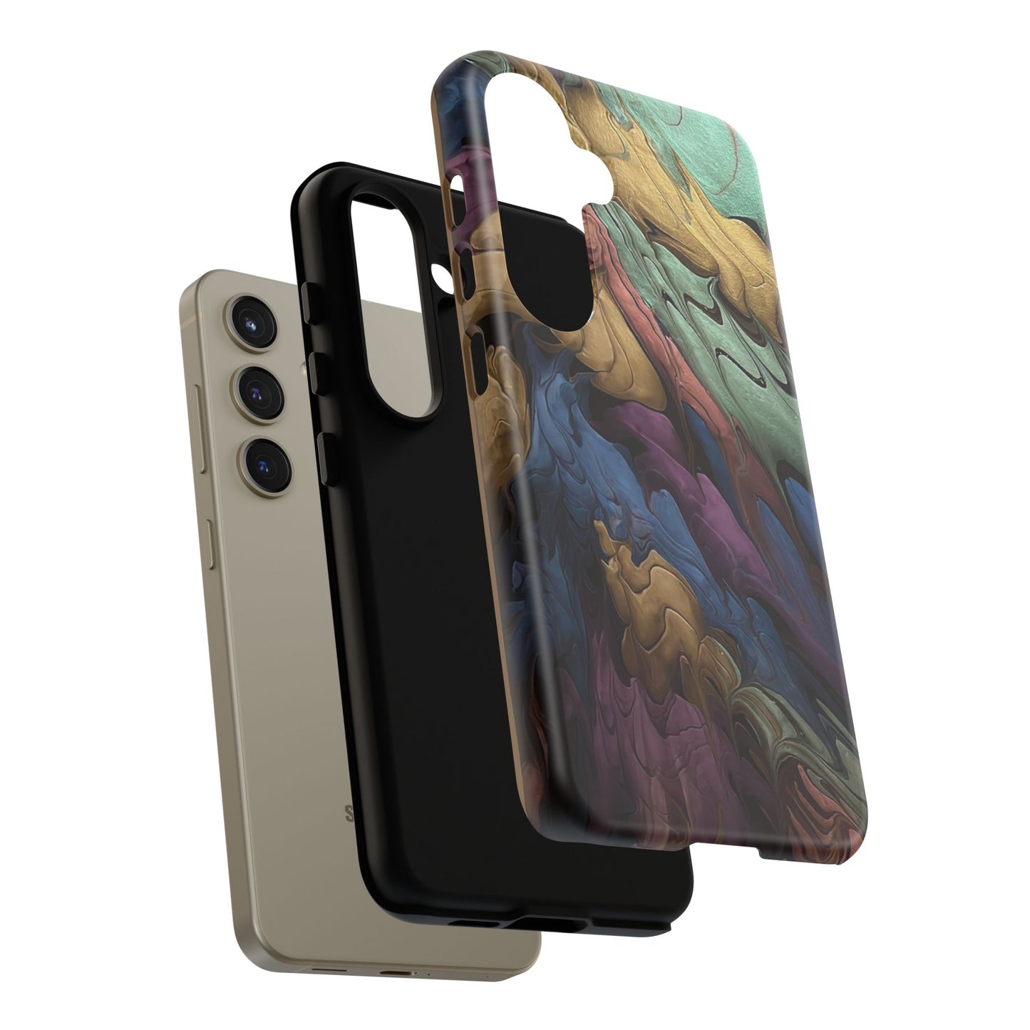 Black and Pearl Paint Unique Abstract Phone Case, Tough Cases, Unique Phone Cover, Stylish Tech Accessory, Art Inspired Gift, Protective Case