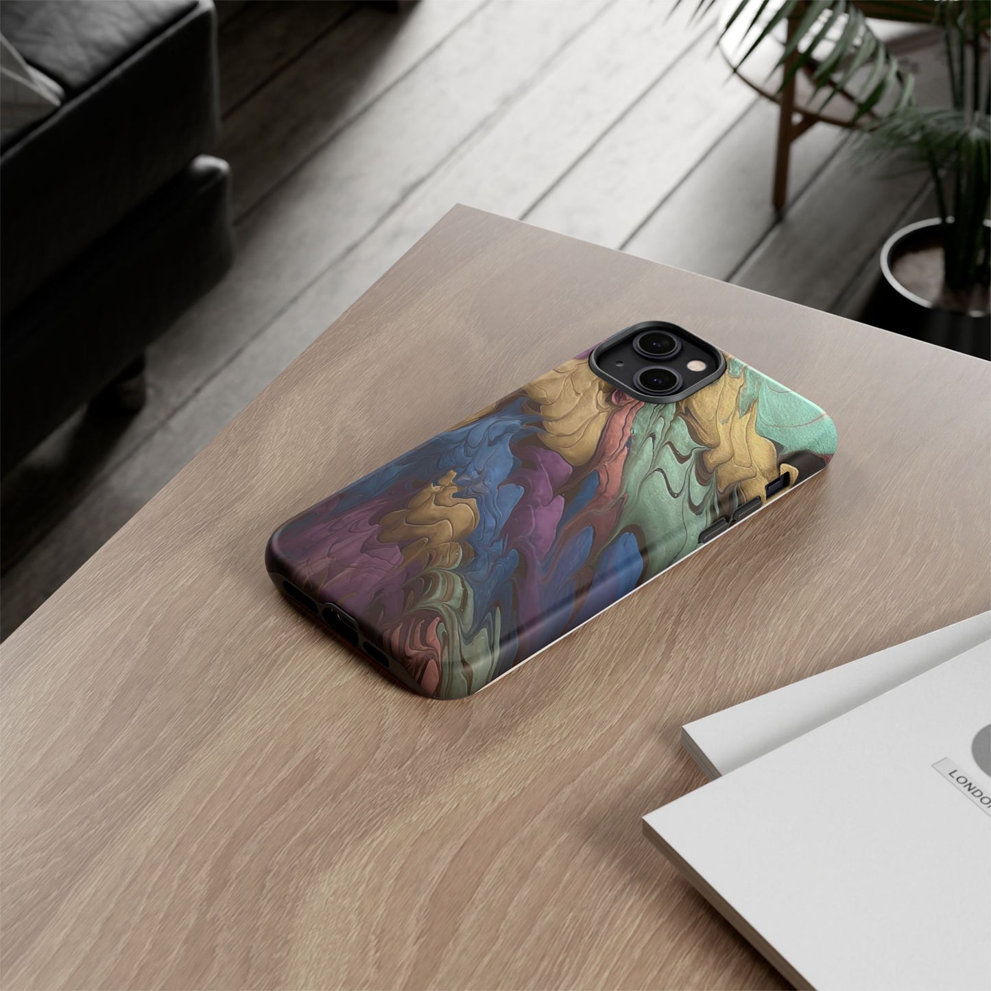 Black and Pearl Paint Unique Abstract Phone Case, Tough Cases, Unique Phone Cover, Stylish Tech Accessory, Art Inspired Gift, Protective Case