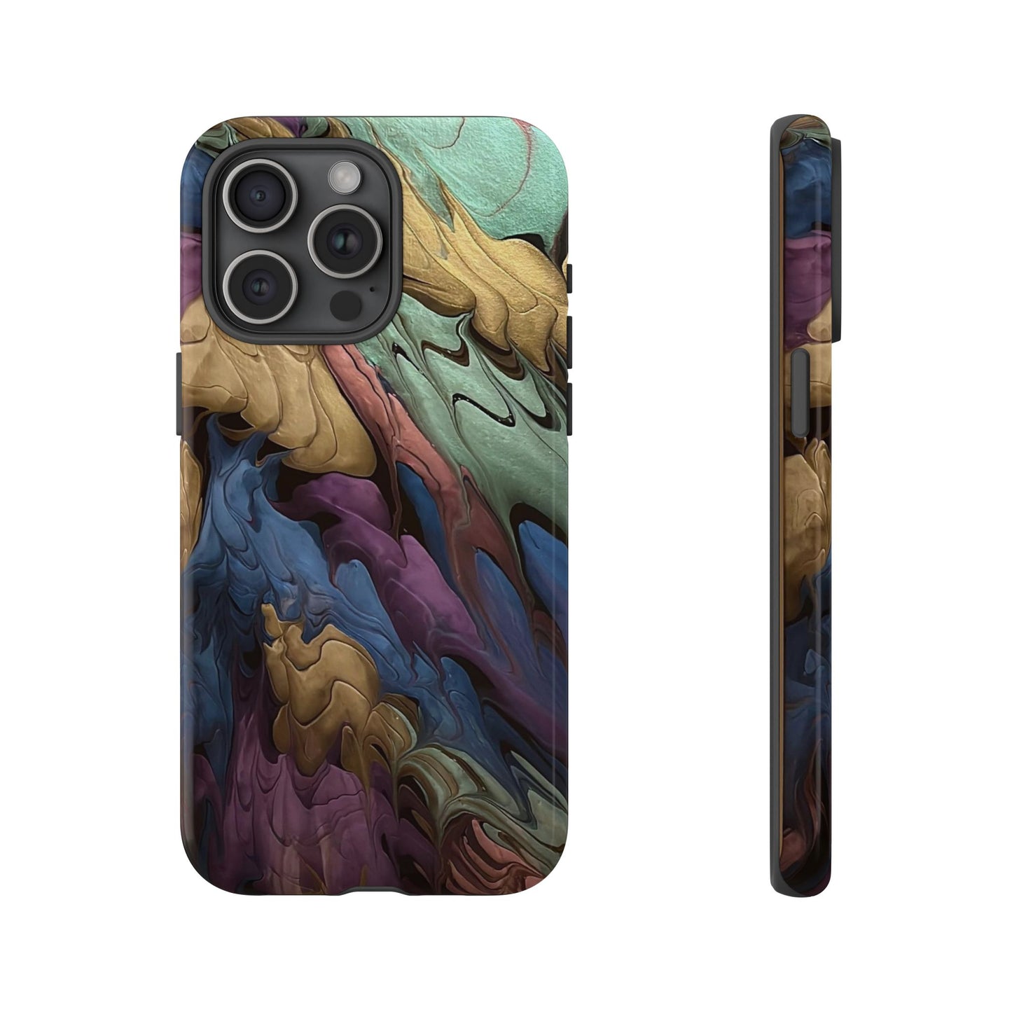 Black and Pearl Paint Unique Abstract Phone Case, Tough Cases, Unique Phone Cover, Stylish Tech Accessory, Art Inspired Gift, Protective Case